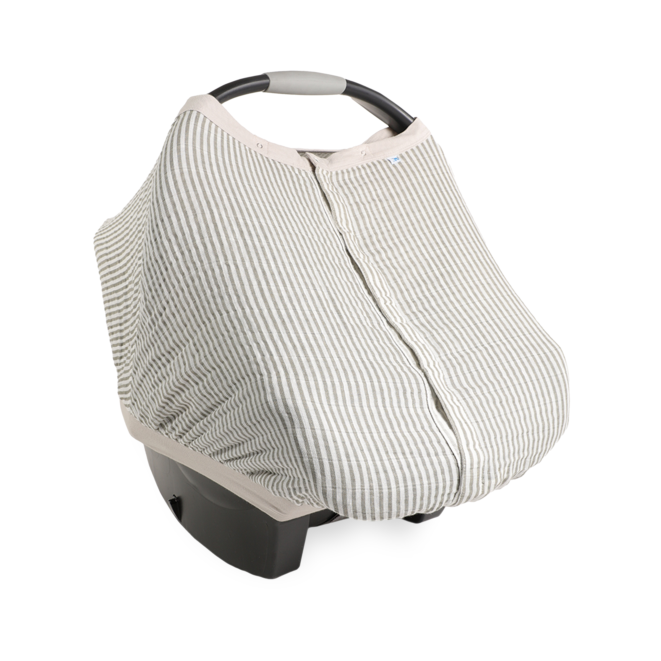 Cotton Muslin Car Seat Canopy - Grey Stripe