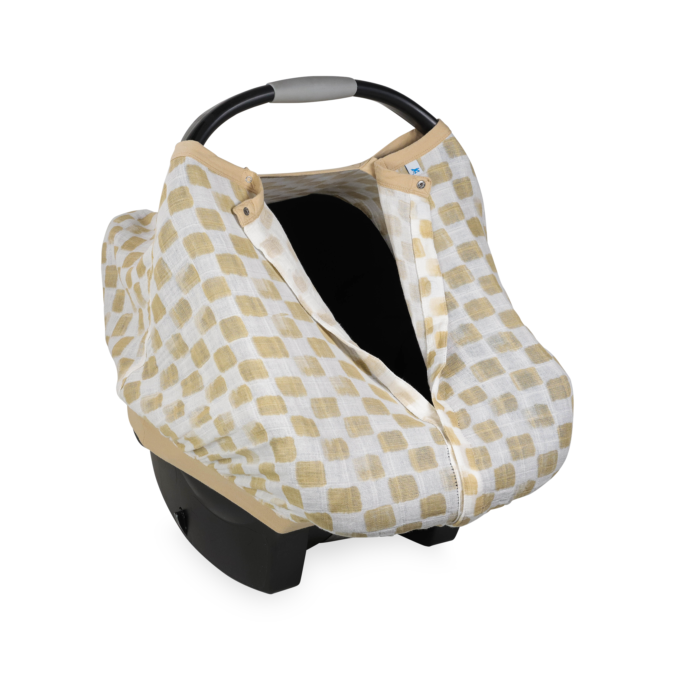 Cotton Muslin Car Seat Canopy - Adobe Checker