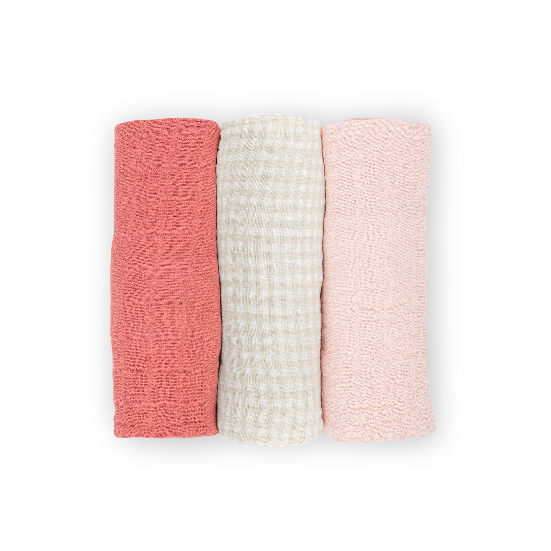 Cotton Muslin Swaddle Blanket 3 Pack - Light Pink