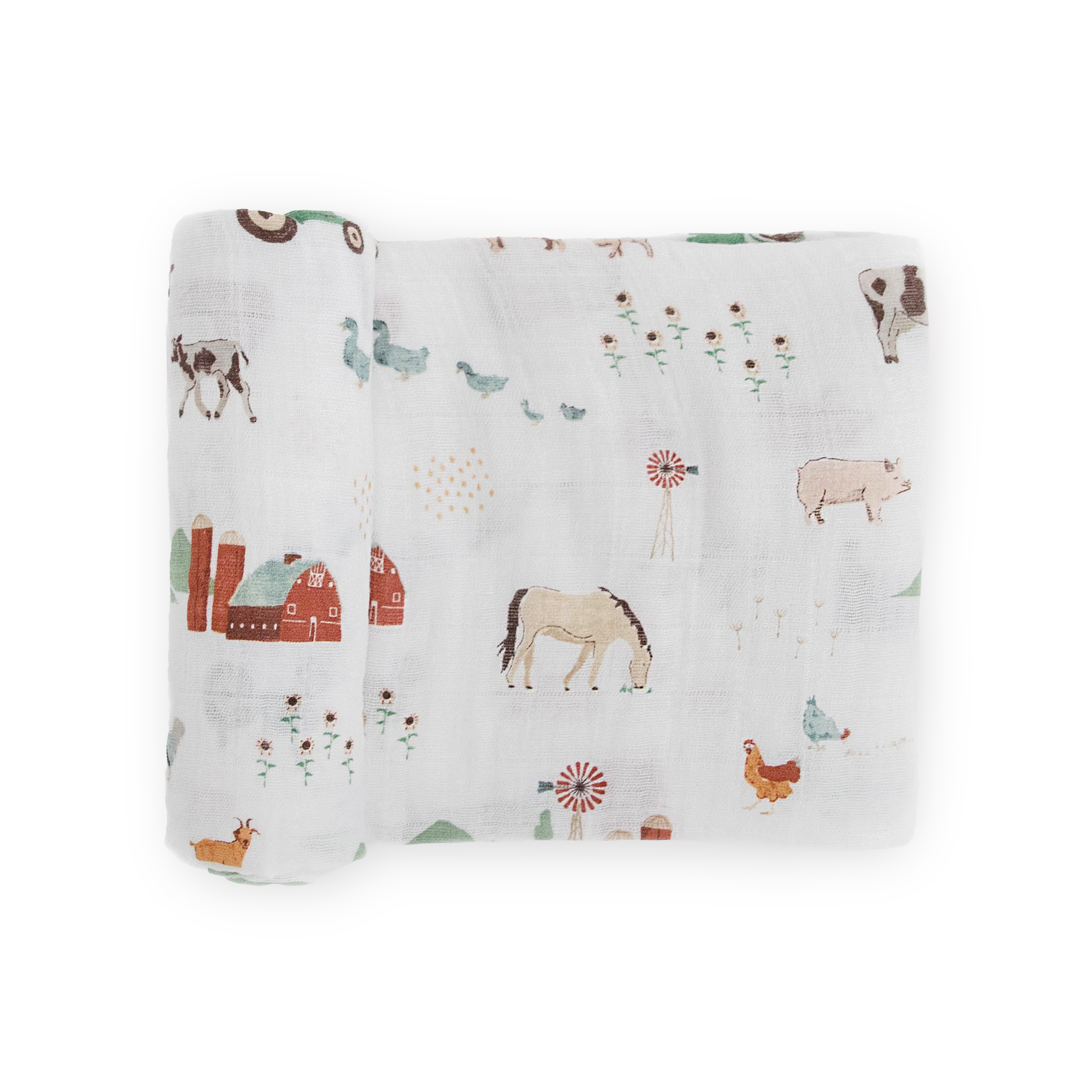 Cotton Muslin Swaddle Blanket - Farmyard