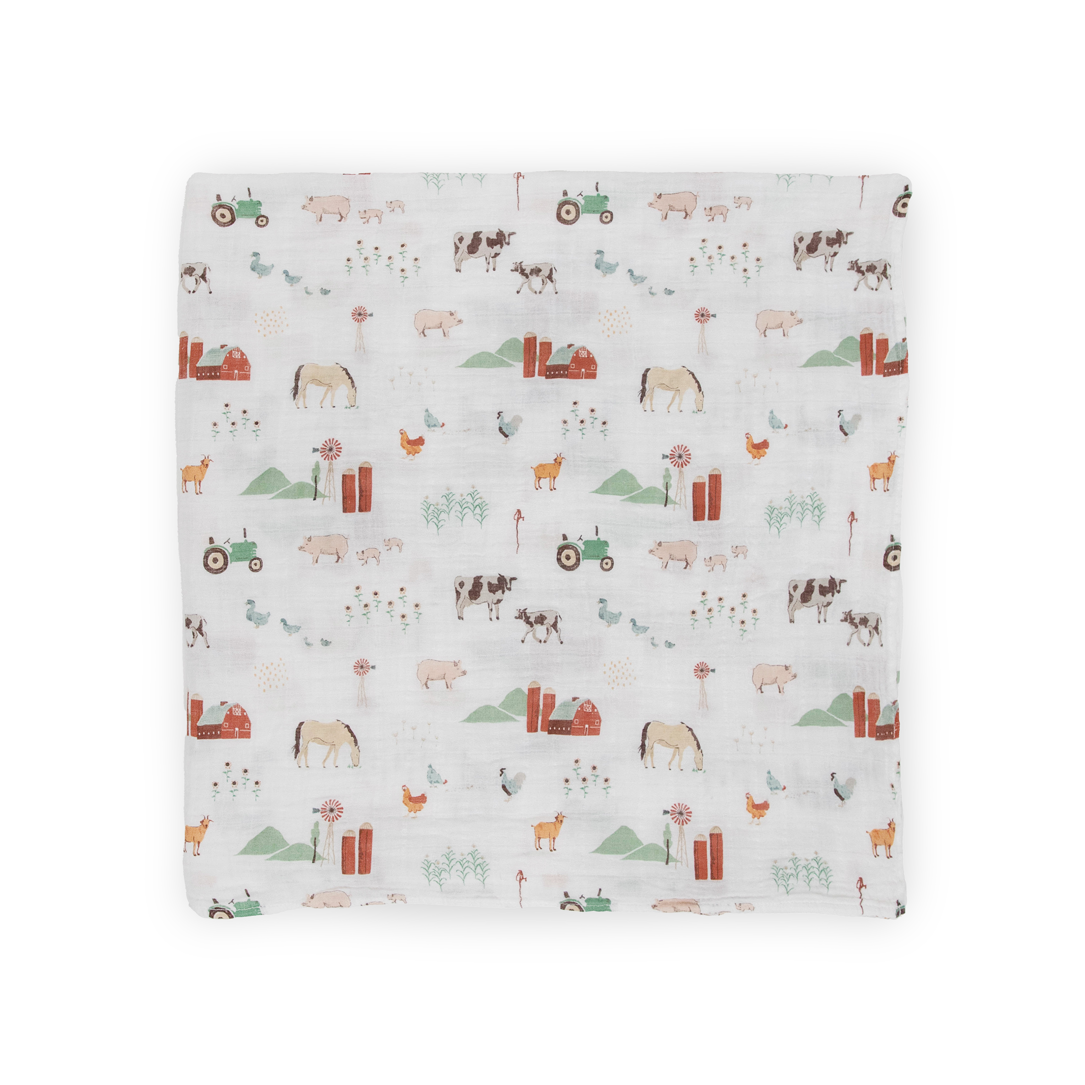 Cotton Muslin Swaddle Blanket - Farmyard