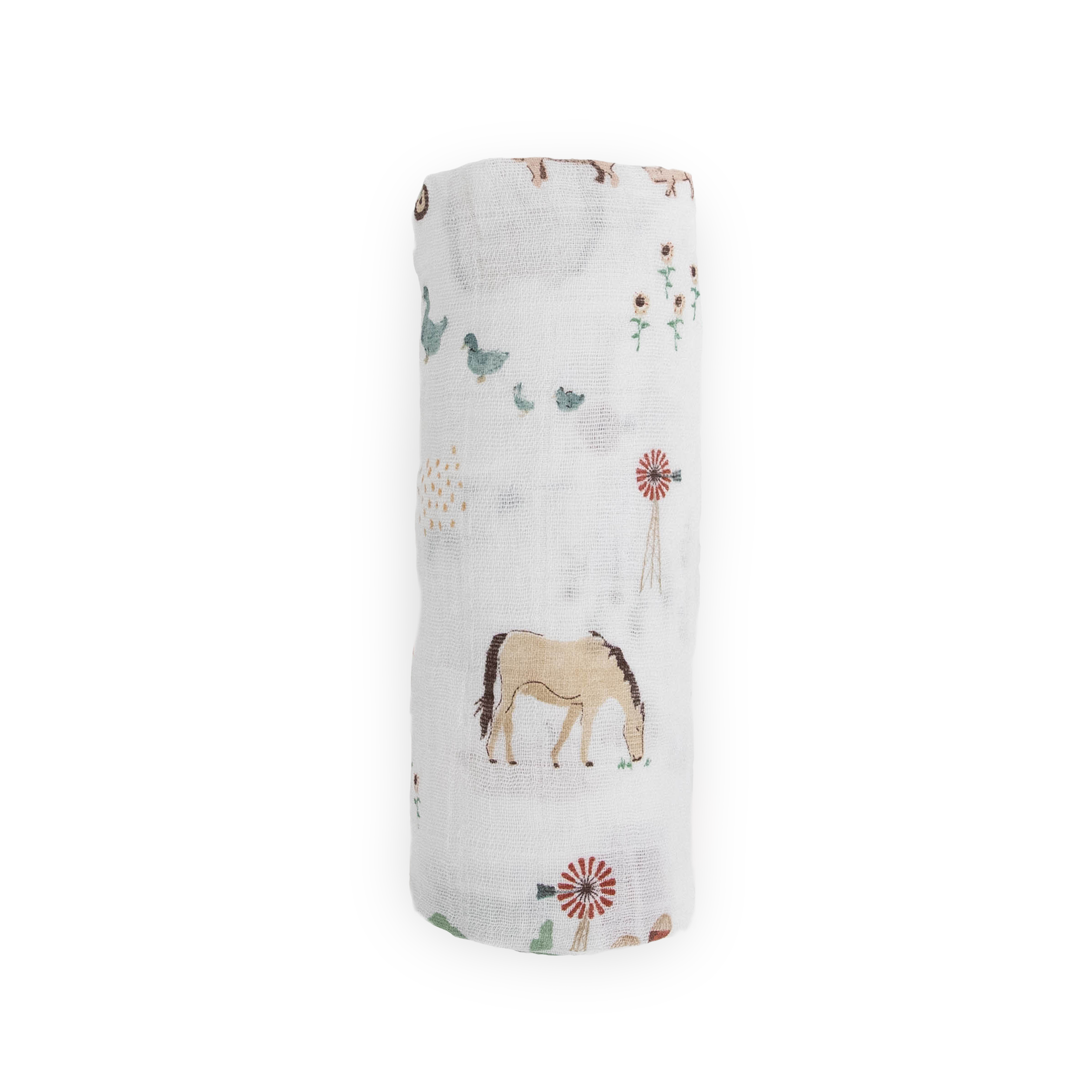 Cotton Muslin Swaddle Blanket - Farmyard