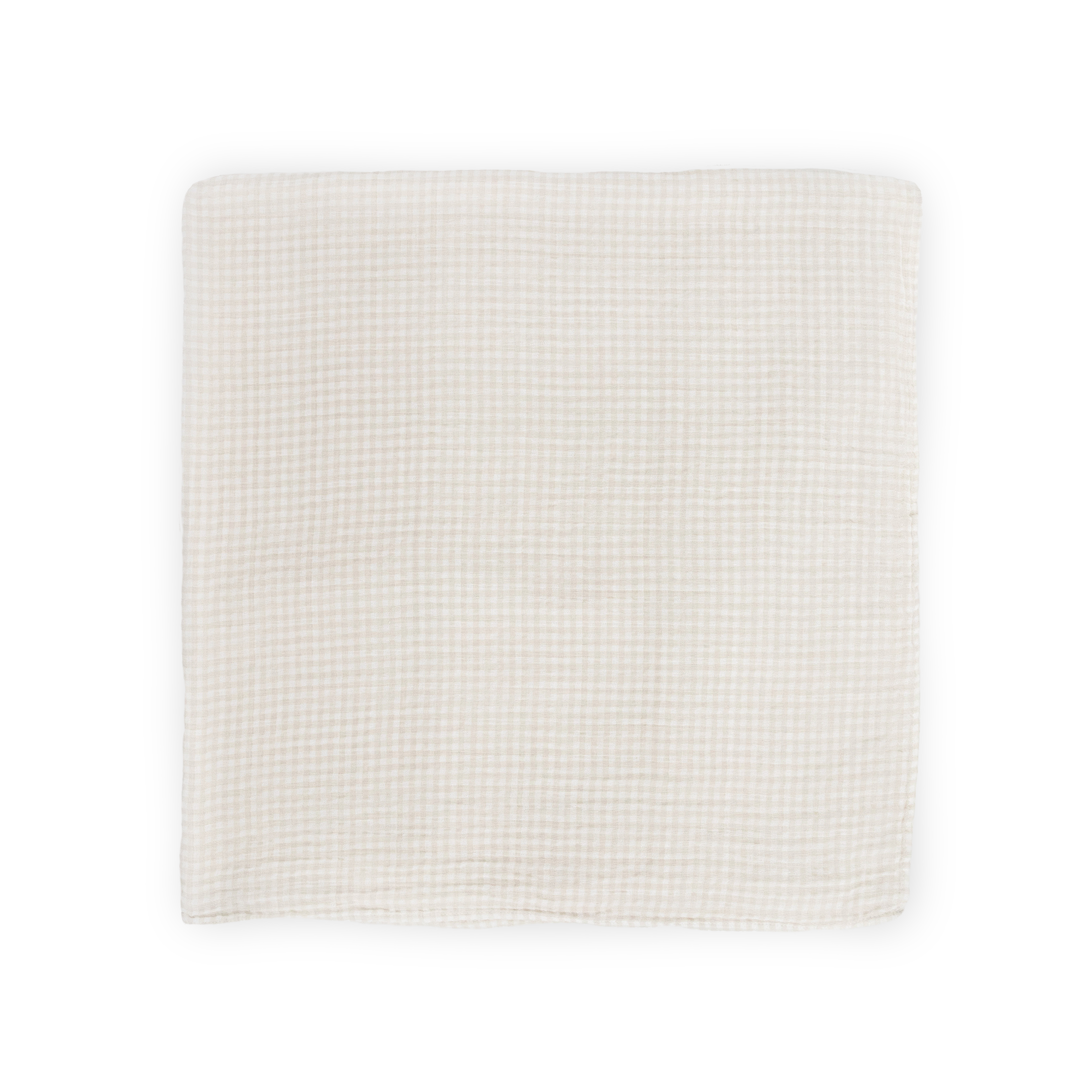 Cotton Muslin Swaddle Blanket - Tan Gingham