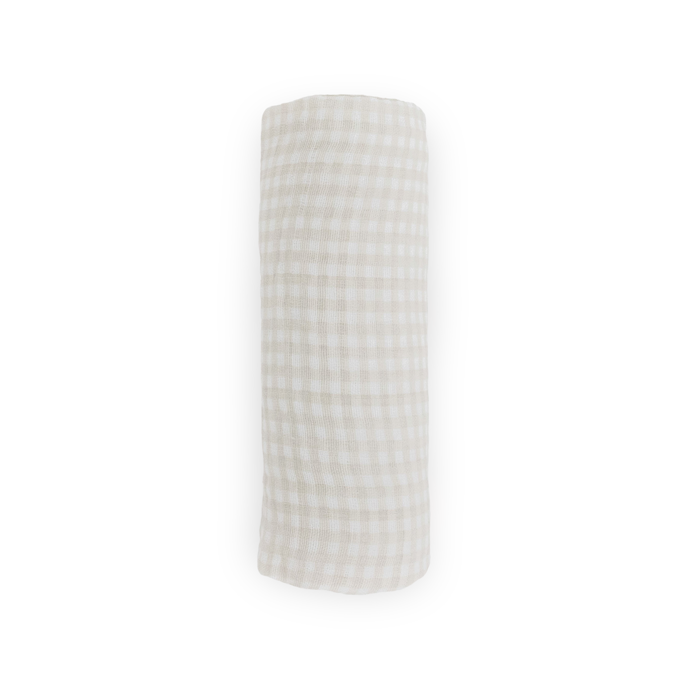 Cotton Muslin Swaddle Blanket - Tan Gingham