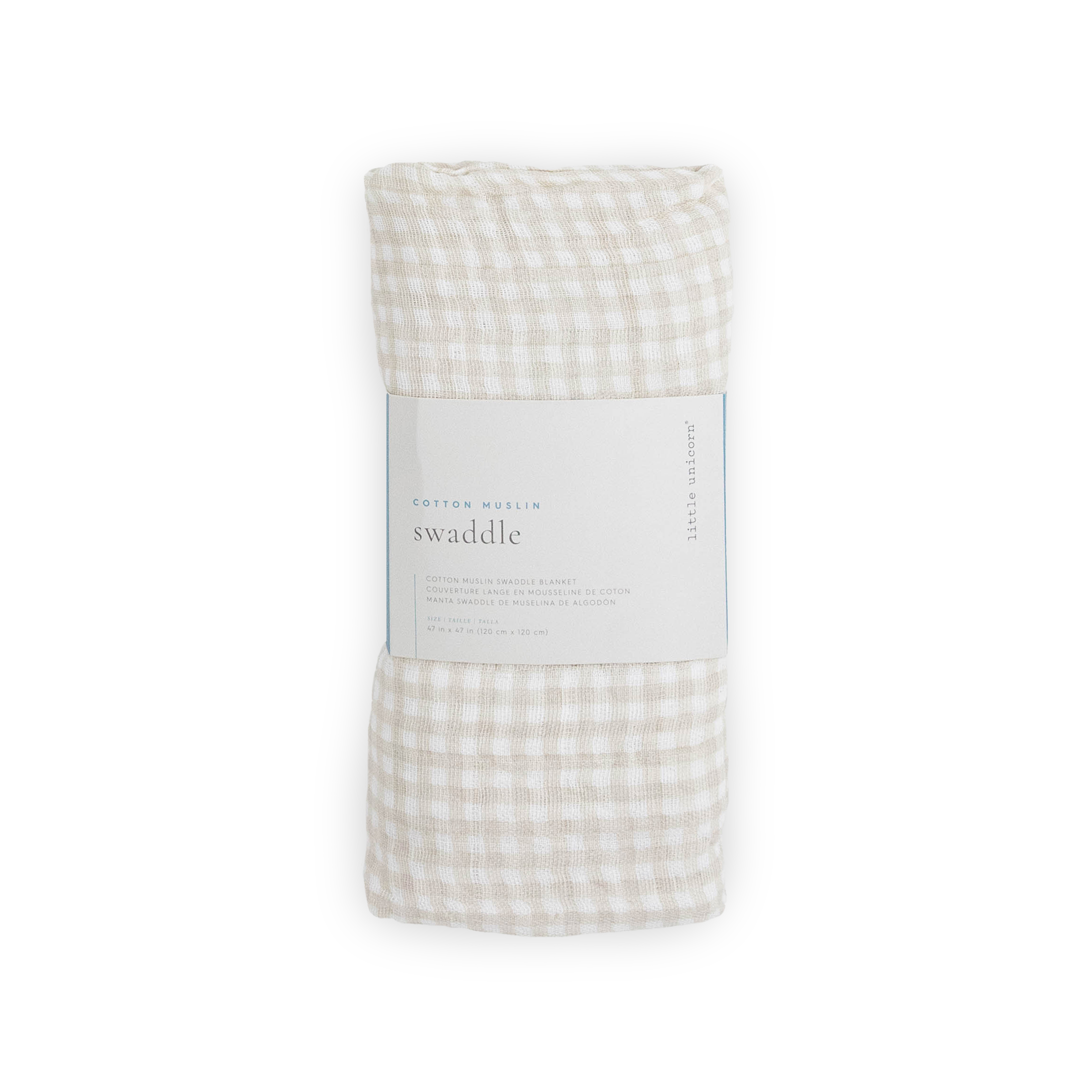 Cotton Muslin Swaddle Blanket - Tan Gingham