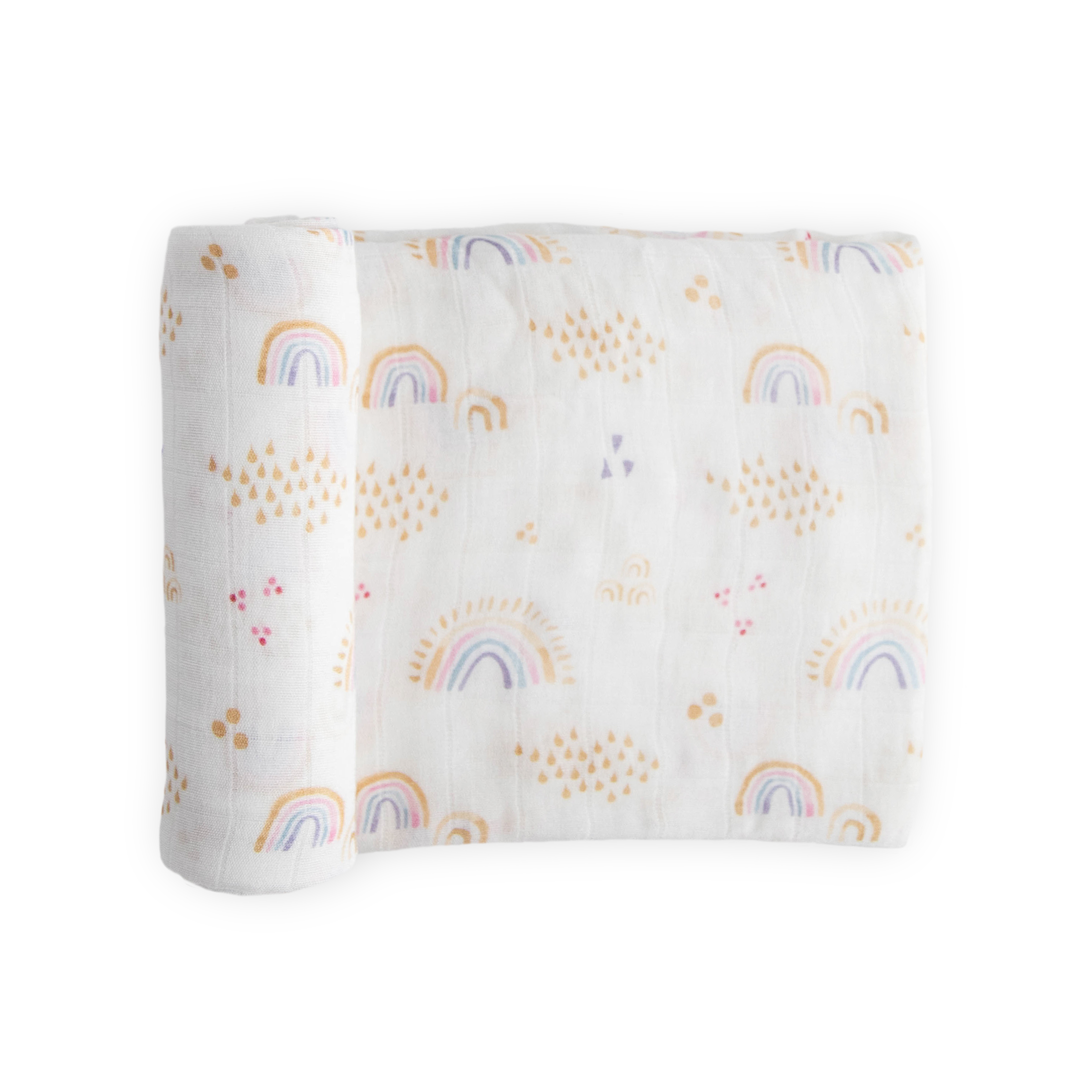 Deluxe Muslin Swaddle Blanket - Rainbows & Raindrops