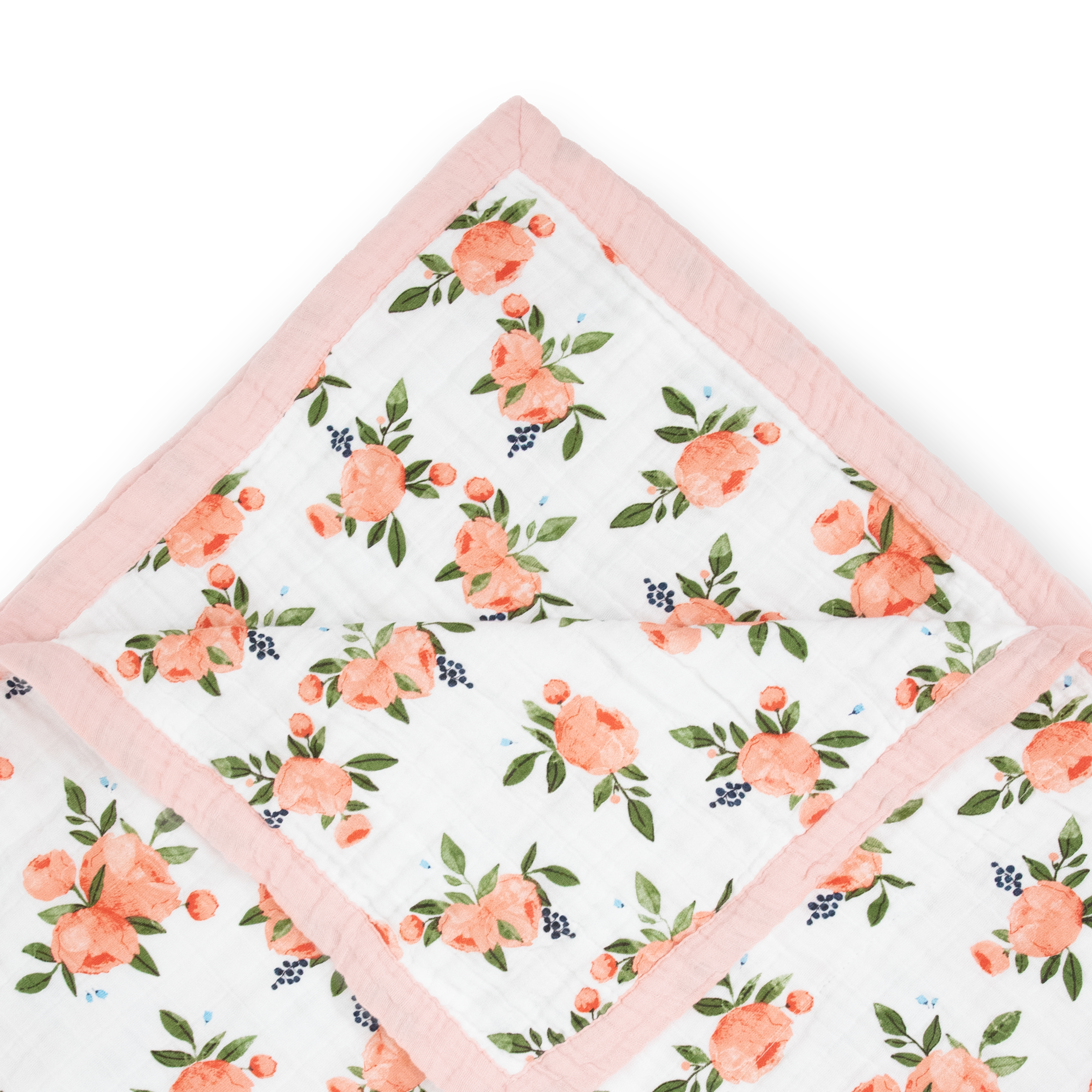 Cotton Muslin Quilted Throw - Watercolor Roses