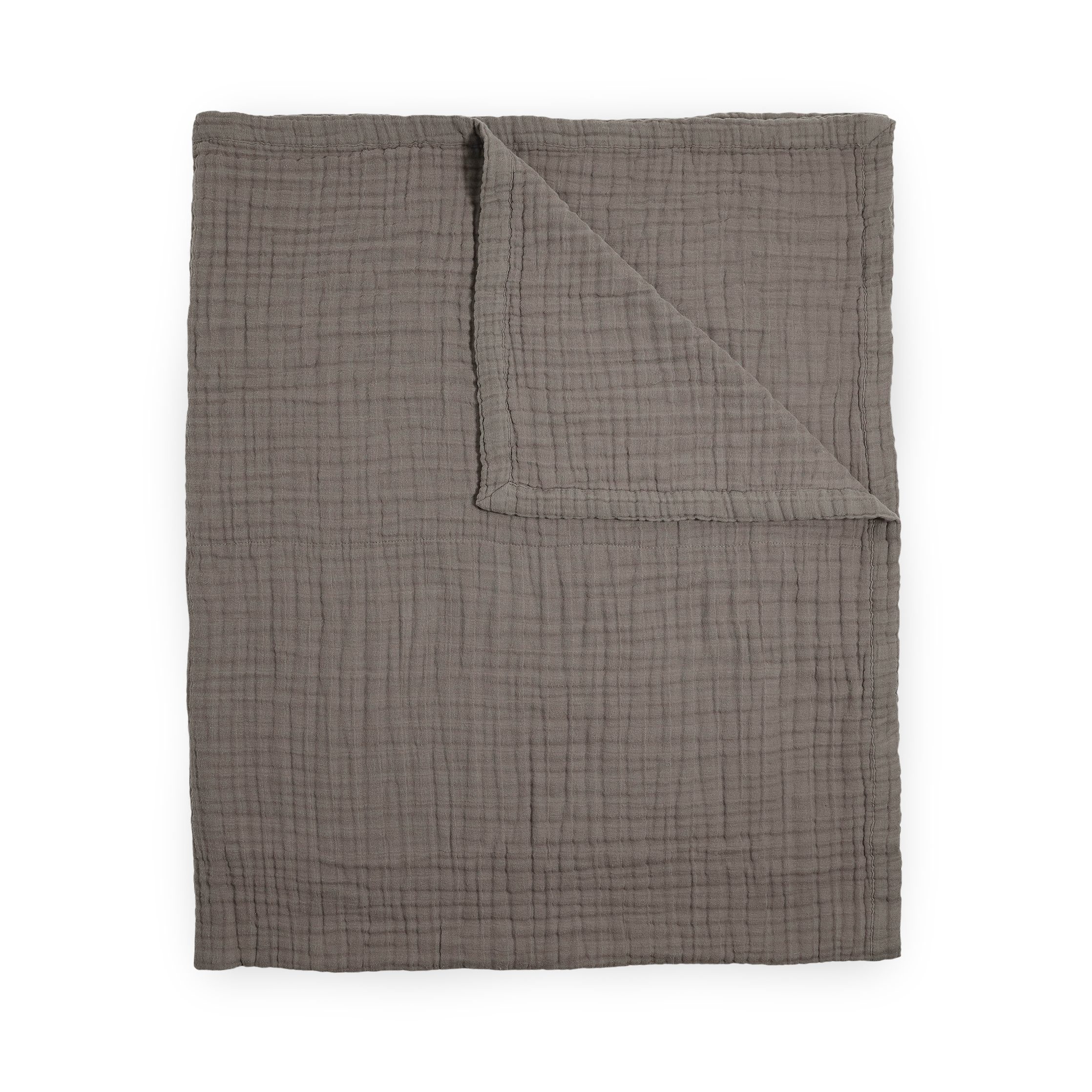 Cotton Muslin Quilted Throw - Mocha