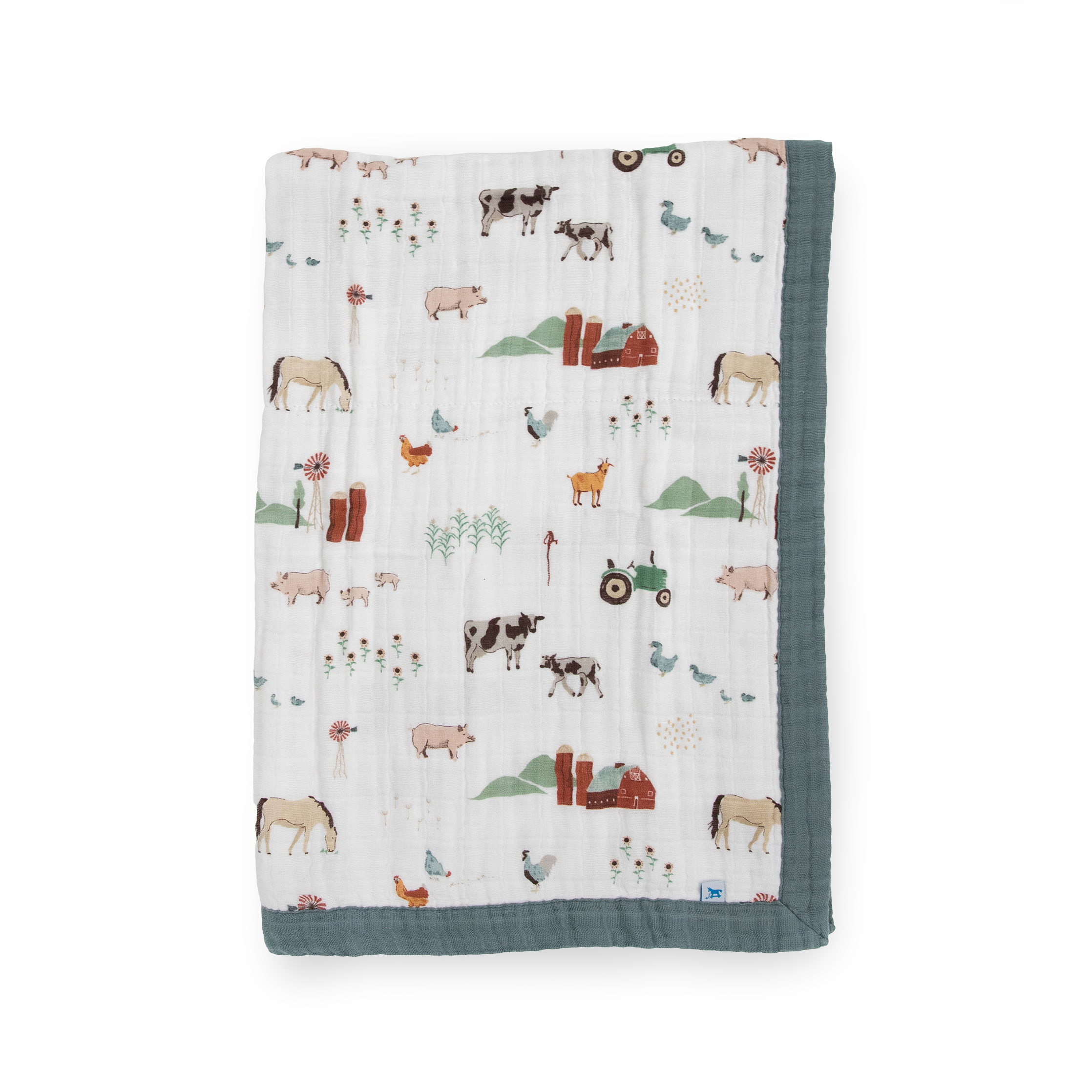 Cotton Muslin Baby Quilt - Farmyard