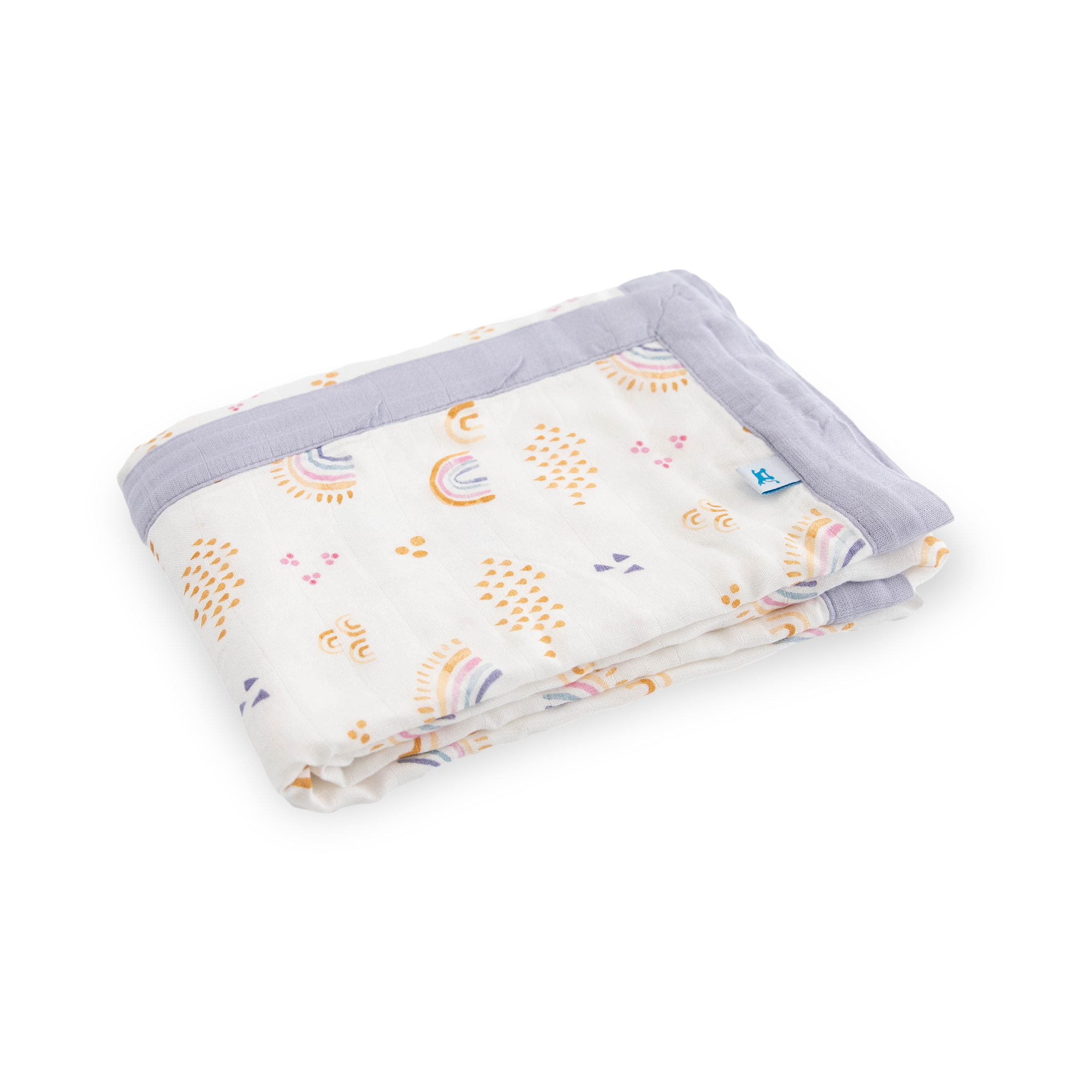 Deluxe Muslin Baby Quilt - Rainbows & Raindrops