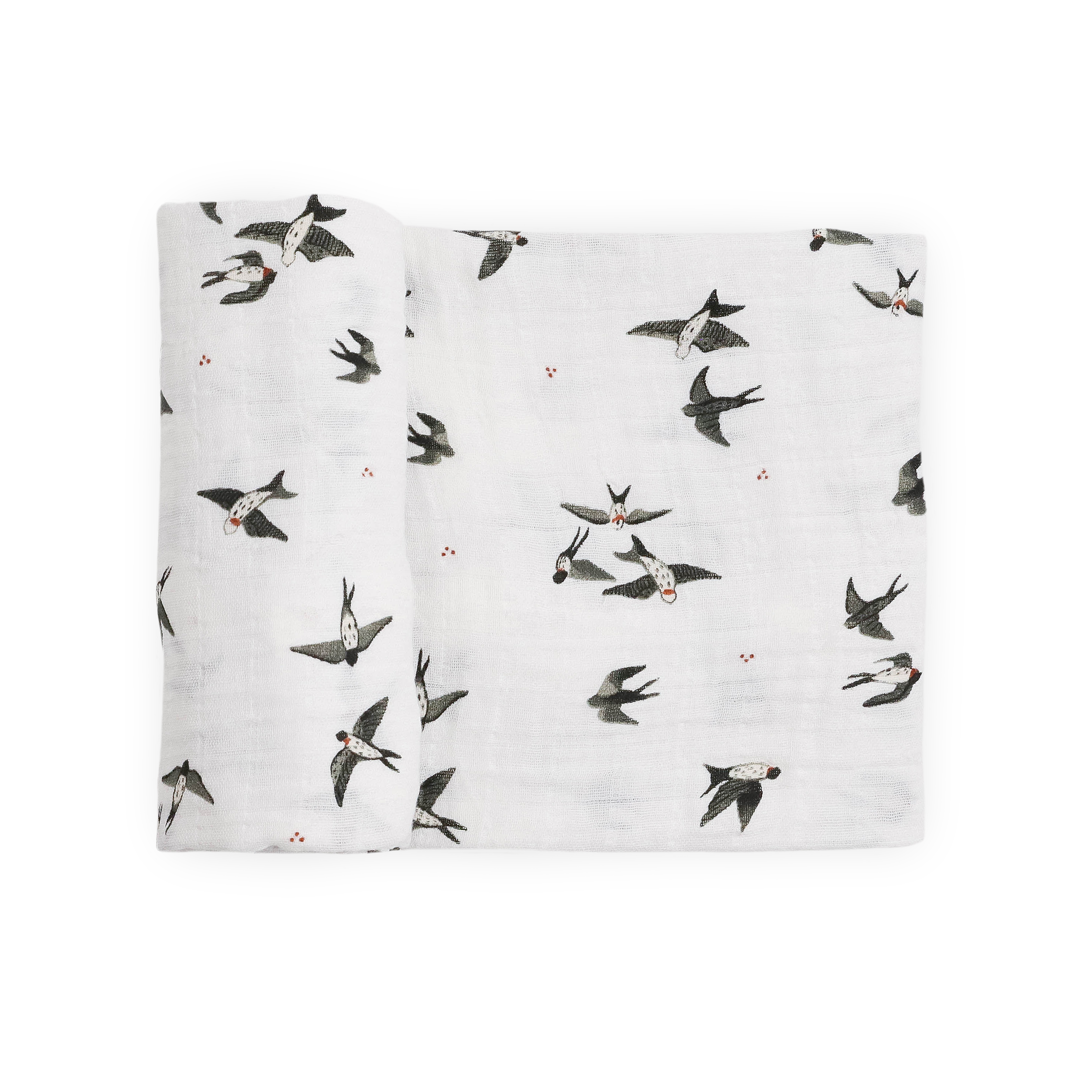 Organic Cotton Muslin Swaddle Blanket - Swallows