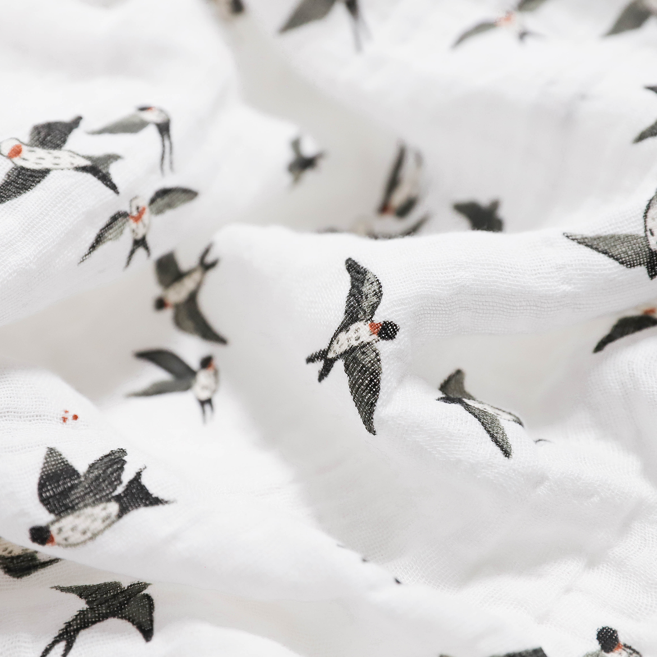 Organic Cotton Muslin Swaddle Blanket - Swallows