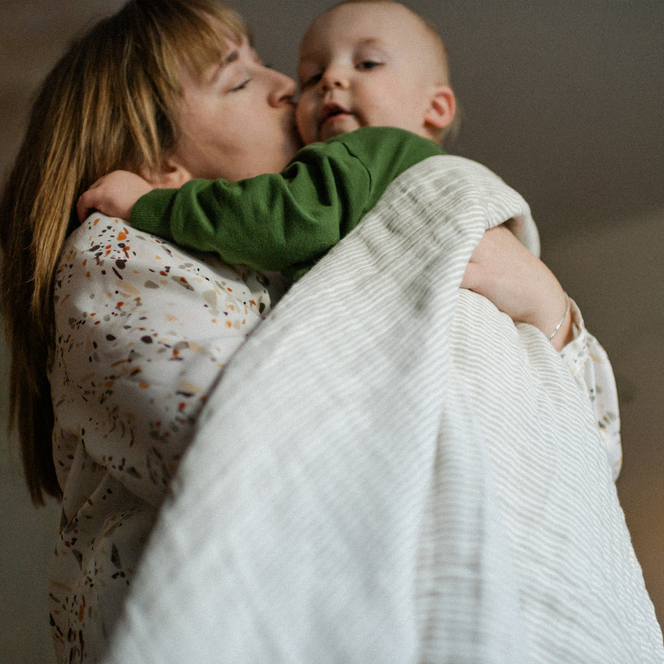 Organic Cotton Muslin Baby Quilt - Sand Stripe