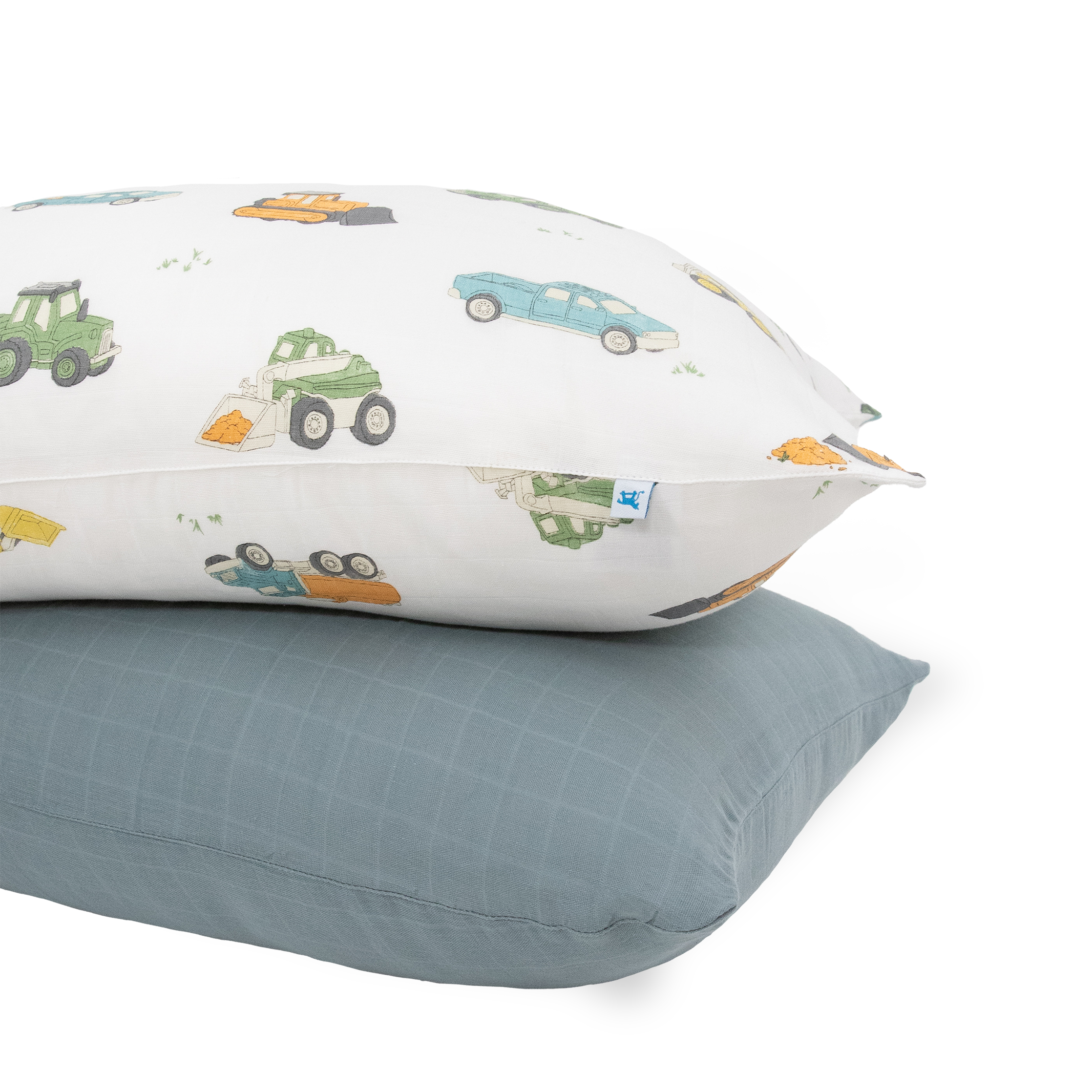 Cotton Muslin Pillowcase 2 Pack - Work Trucks
