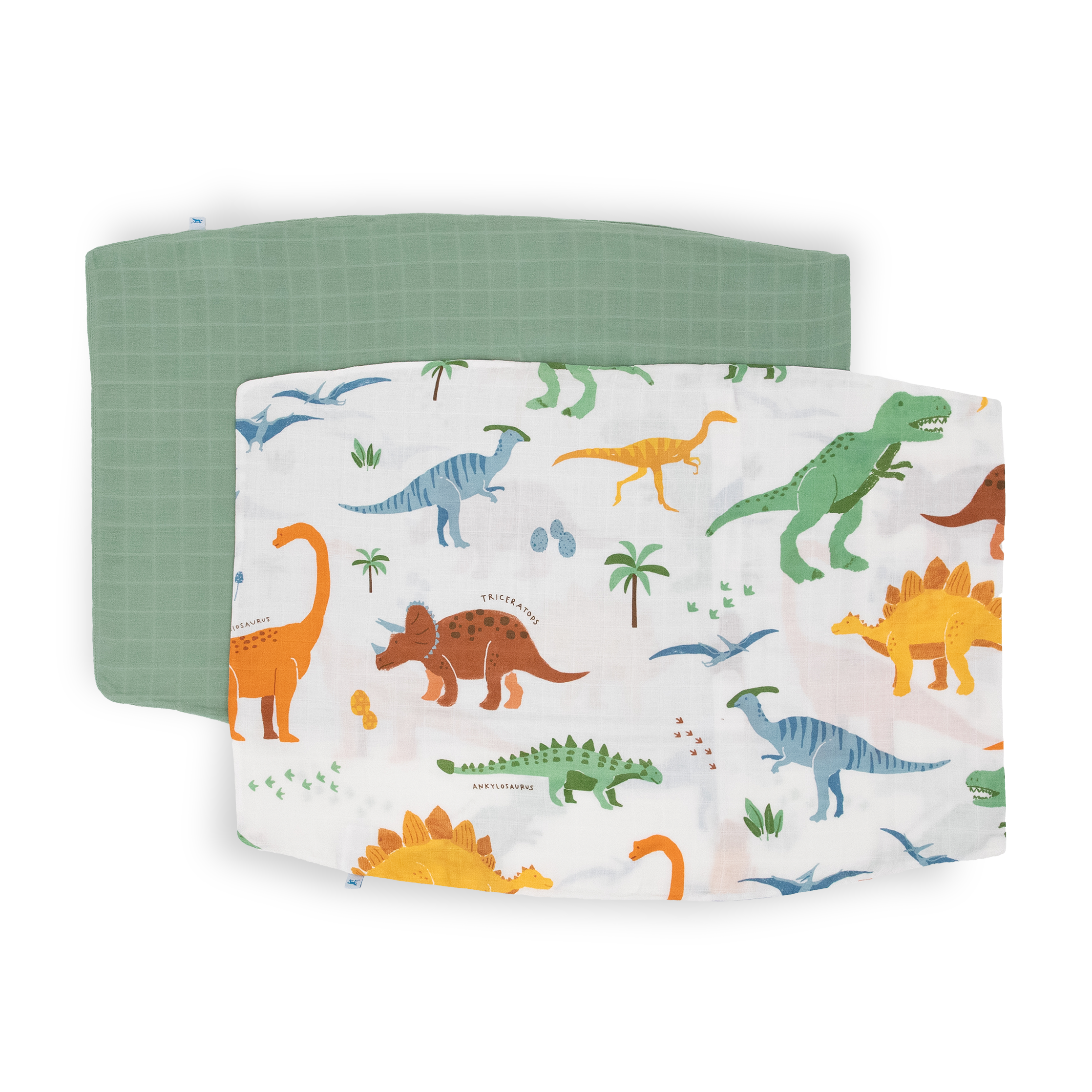 Cotton Muslin Pillowcase 2 Pack - Dino Names