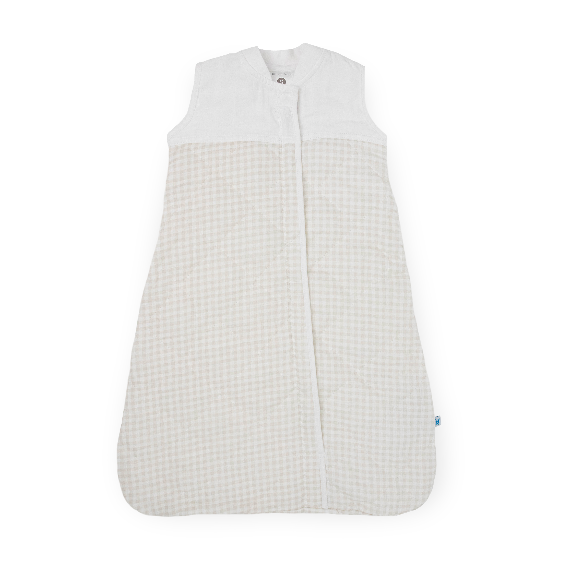 Cotton Muslin Quilted Sleep Bag - Tan Gingham