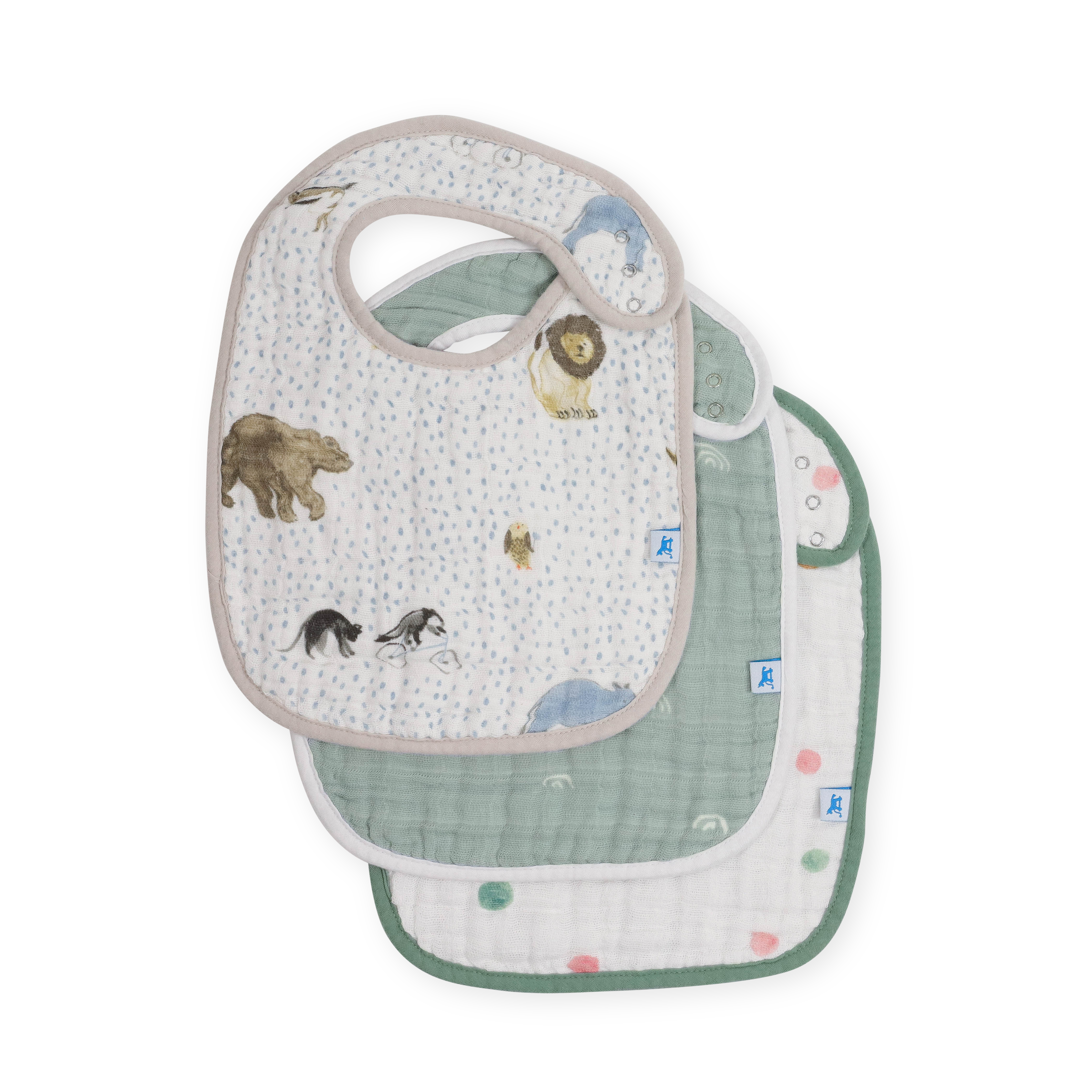 Cotton Muslin Classic Bib 3 Pack - Party Animals