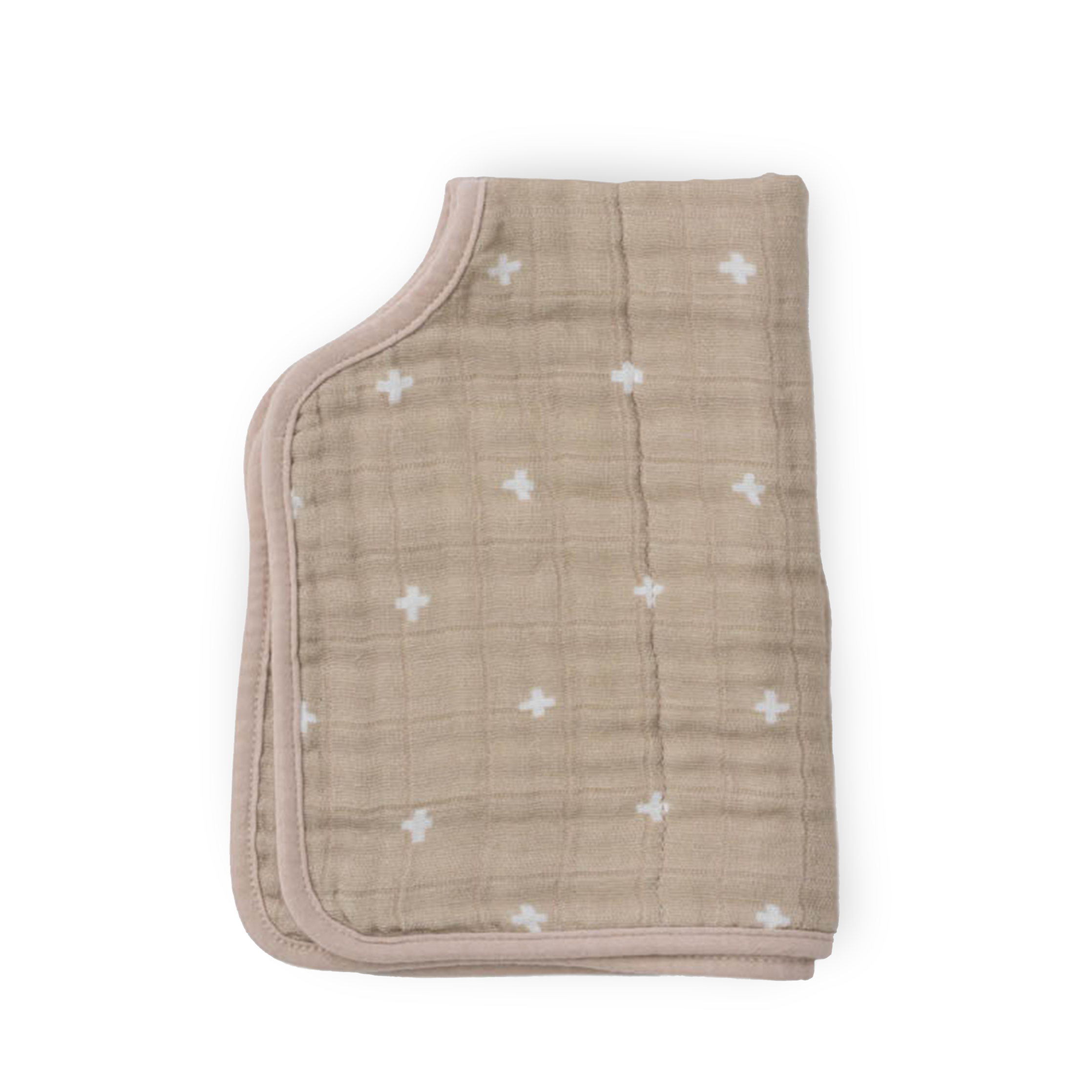Cotton Muslin Burp Cloth - Taupe Cross