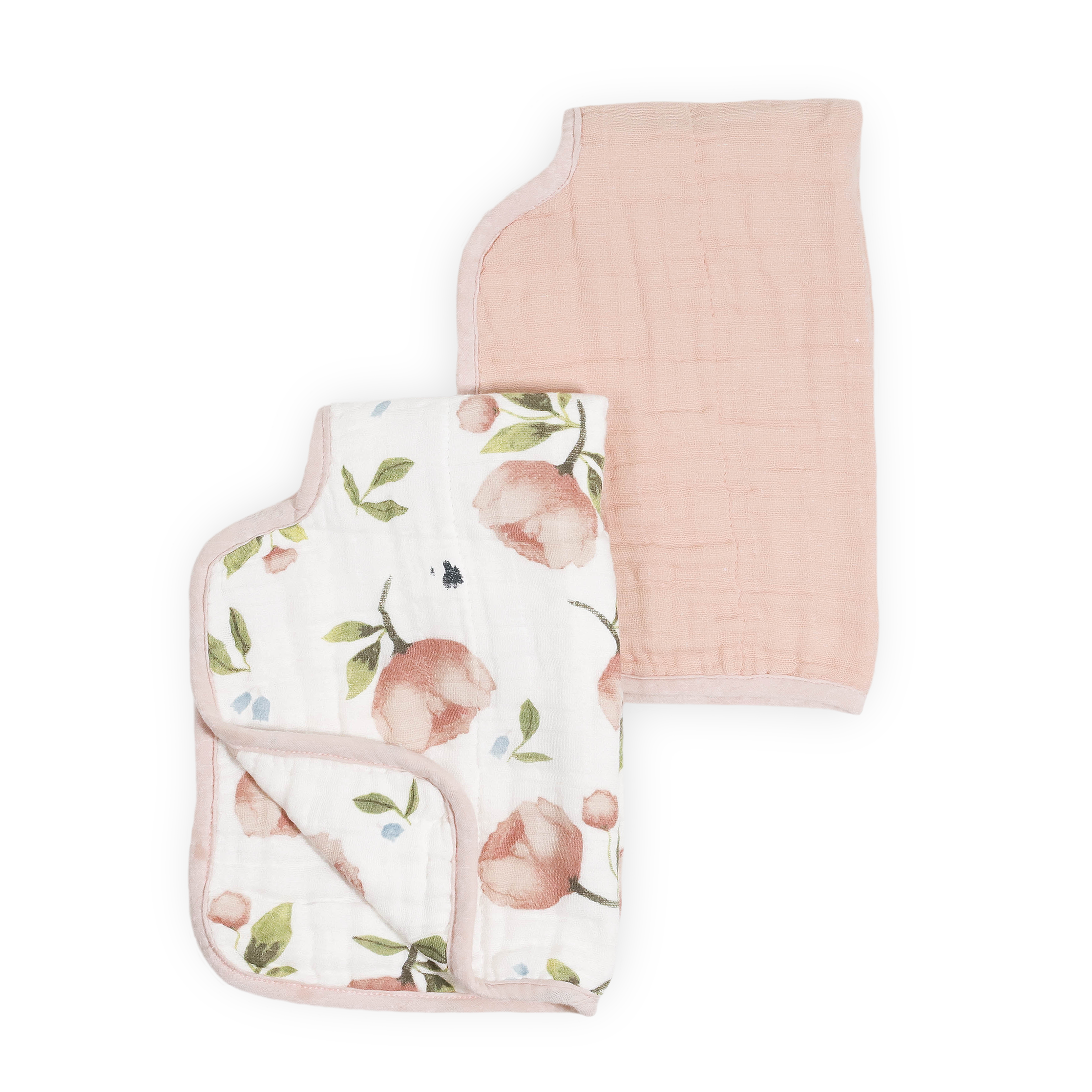Organic Cotton Muslin Burp Cloth 2 Pack - Watercolor Floret + Rosie