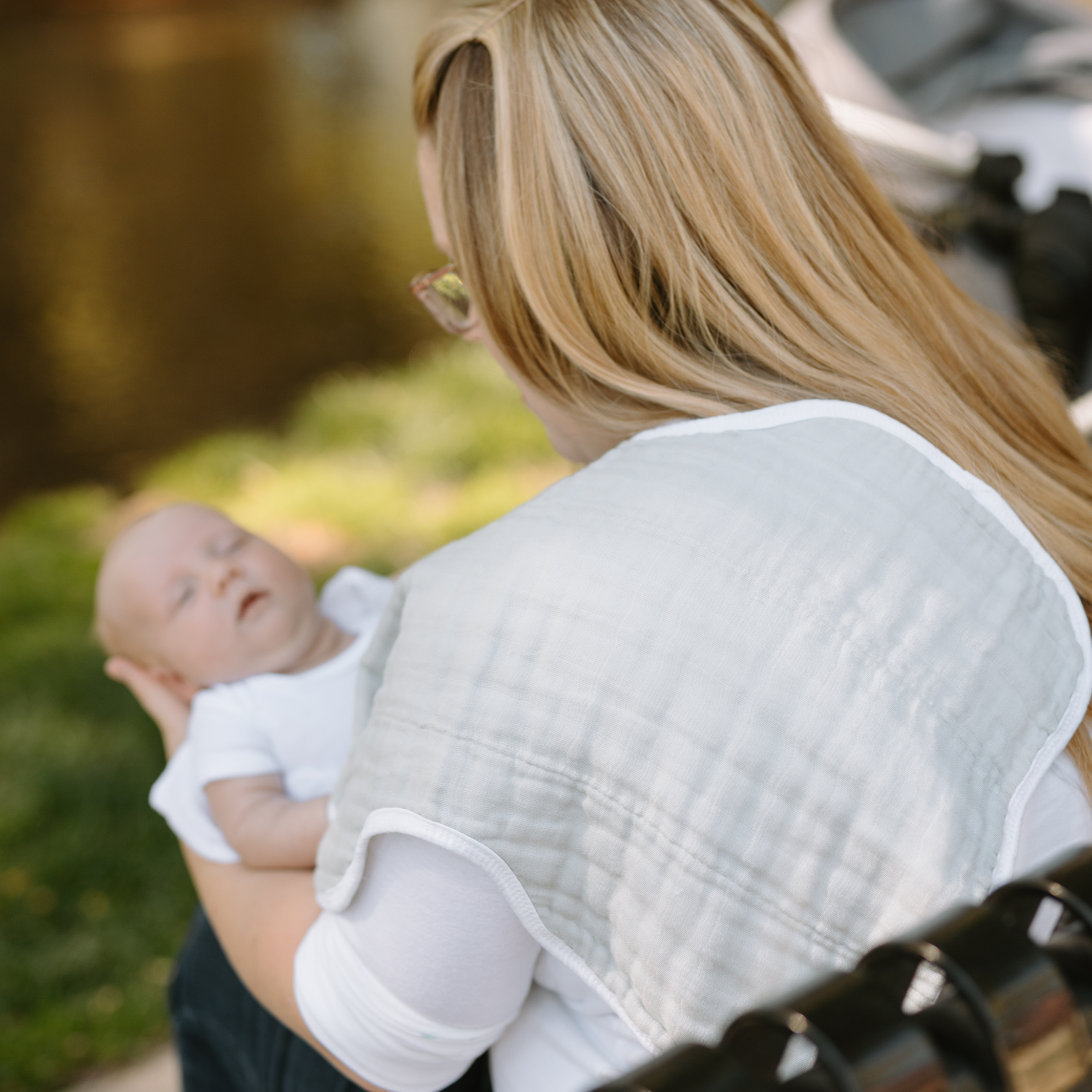 Organic Cotton Muslin Burp Cloth 2 Pack - Pencil Floral + White Sage