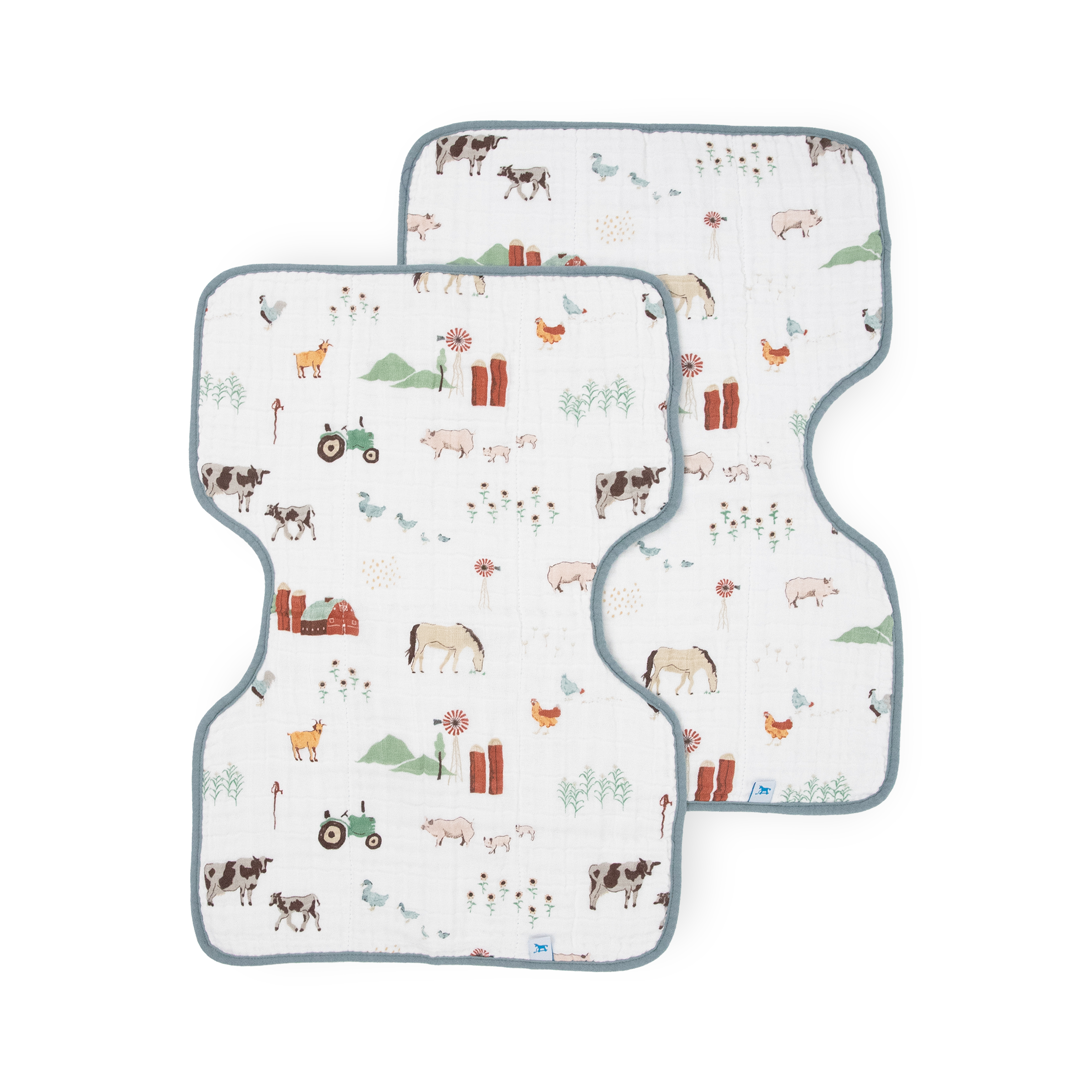 Cotton Muslin Burp Cloth 2 Pack - Farmyard