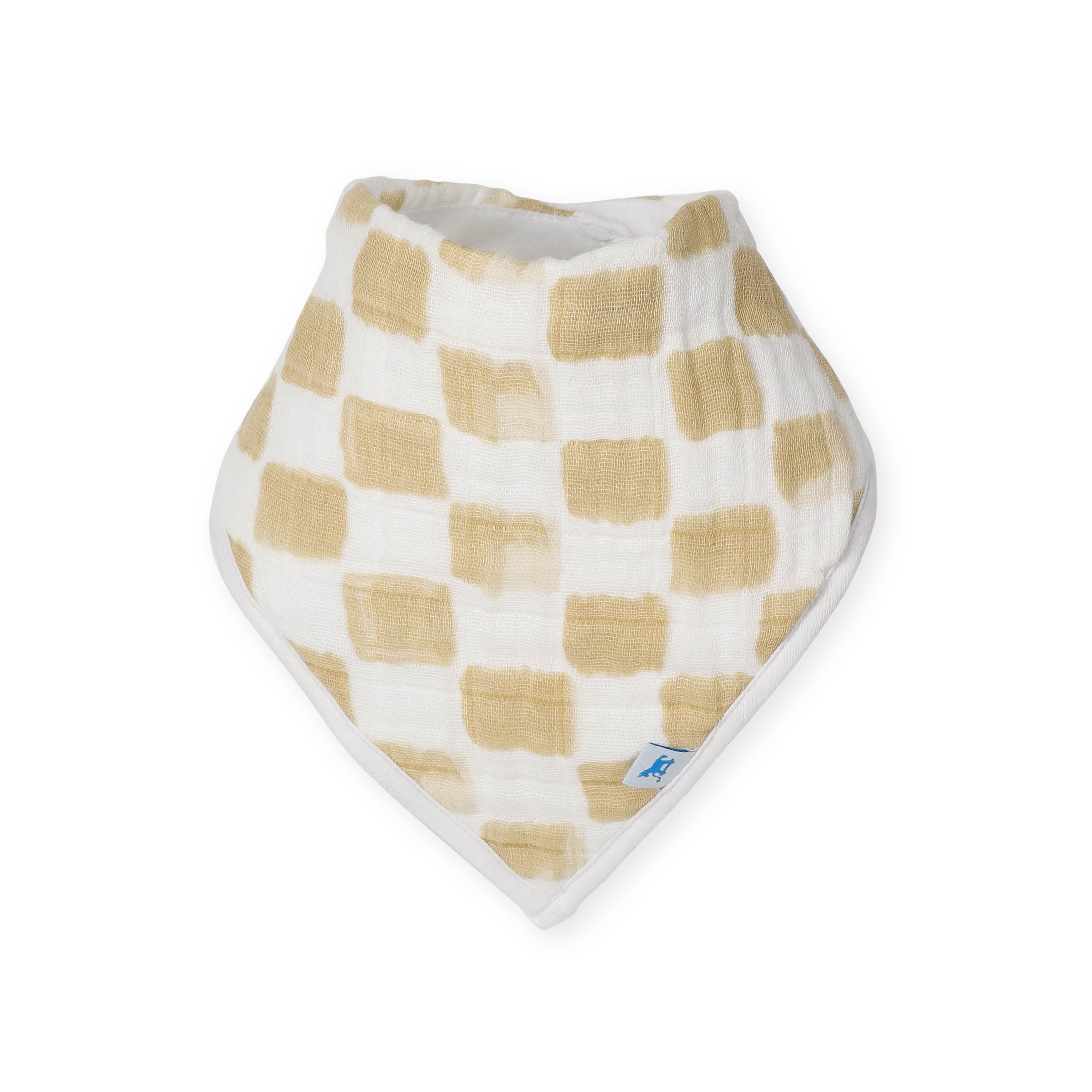 Cotton Muslin + Fleece Bandana Bib 4 Pack - Adobe Checker