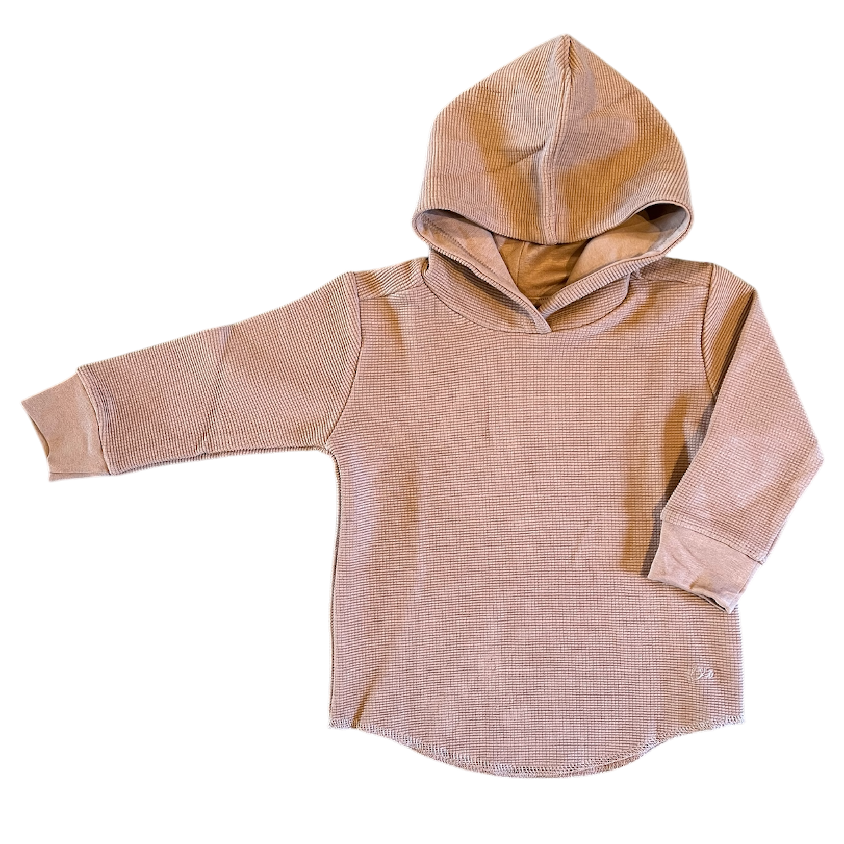 Umber Waffle Knit Hooded Pullover