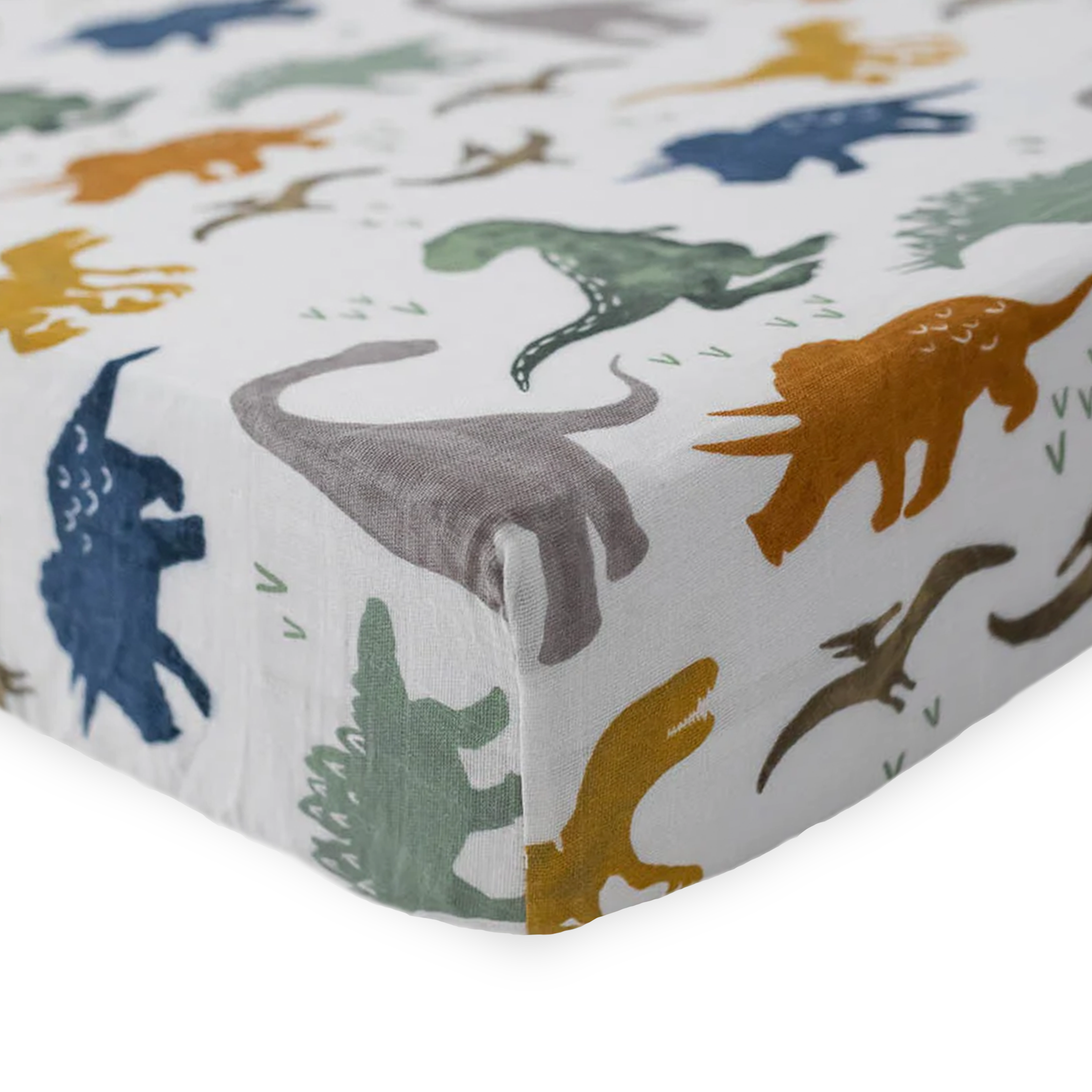Cotton Muslin Crib Sheet - Dino Friends