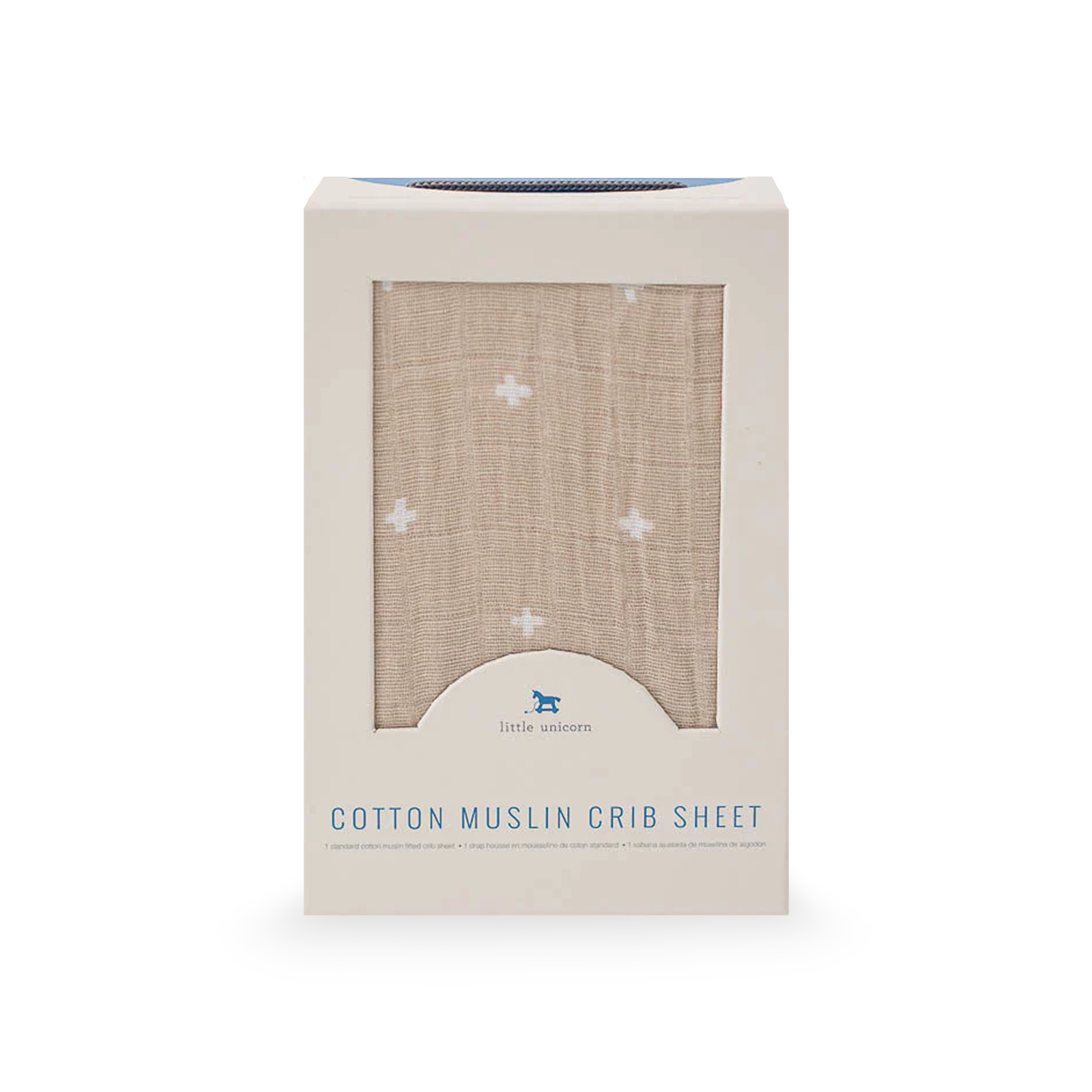 Cotton Muslin Crib Sheet - Taupe Cross