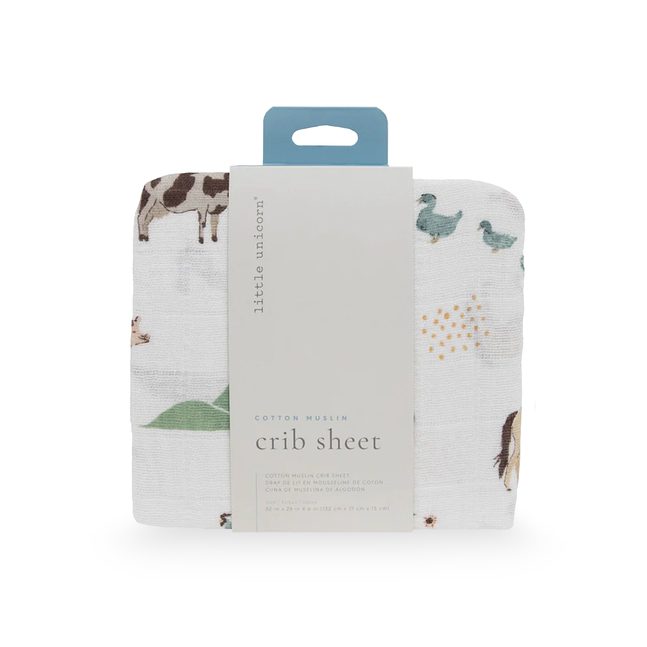 Cotton Muslin Crib Sheet - Farmyard