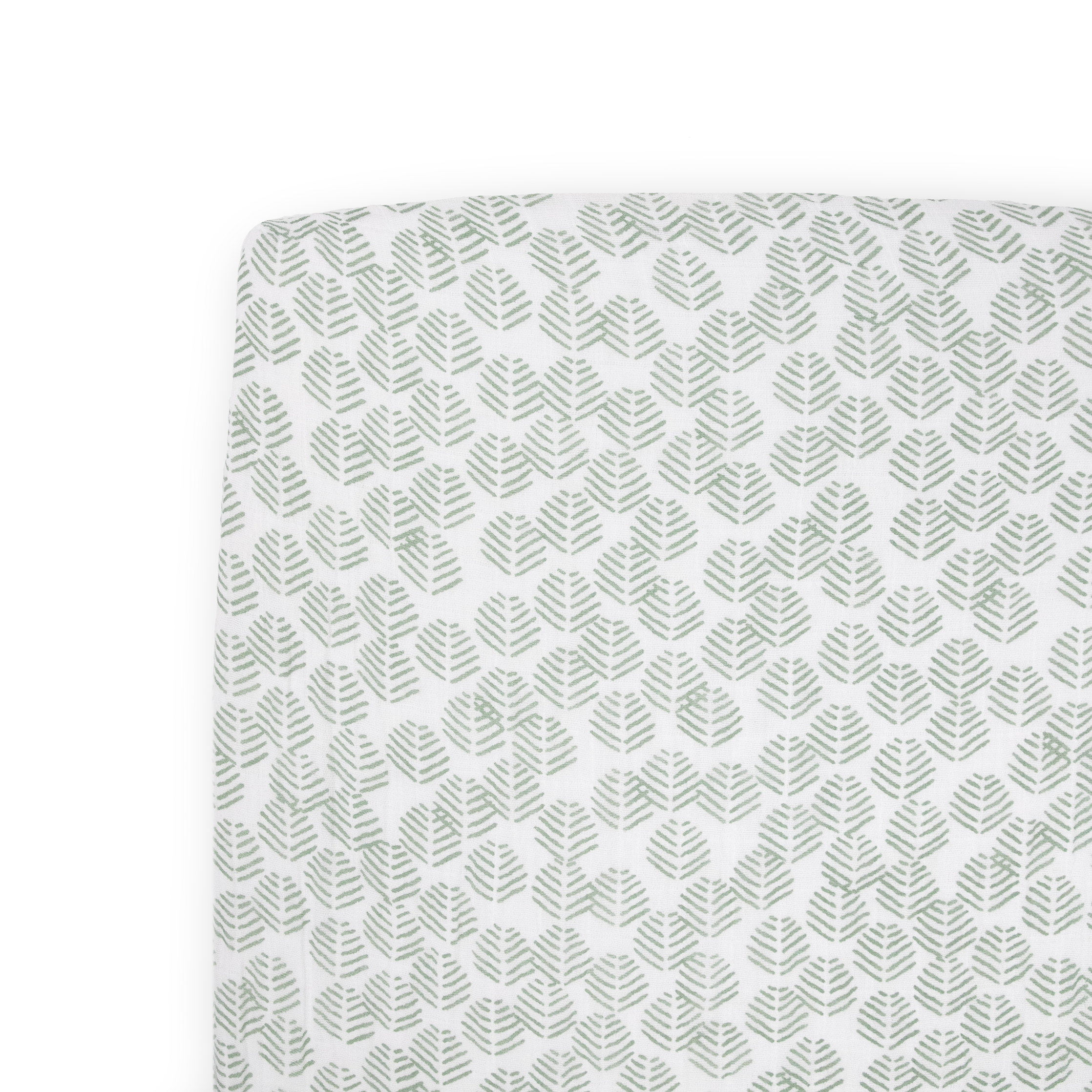 Cotton Muslin Crib Sheet - Leaf Motif