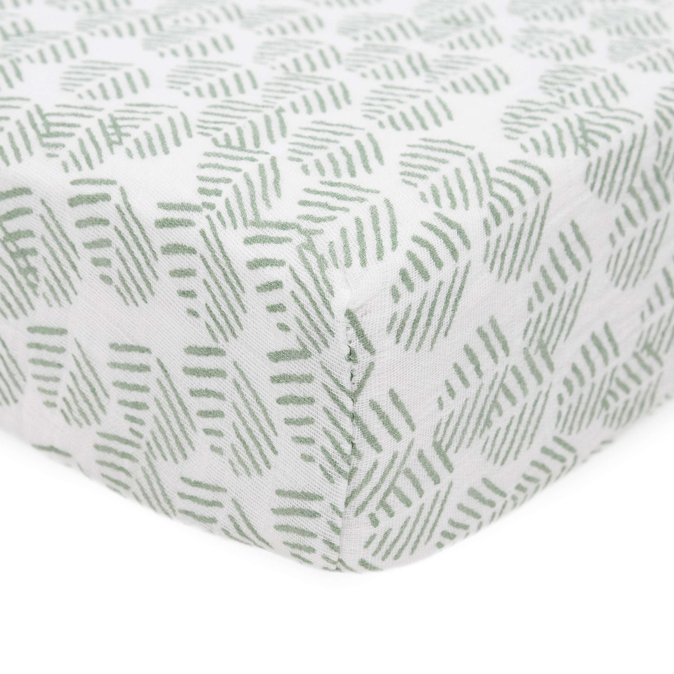 Cotton Muslin Crib Sheet - Leaf Motif