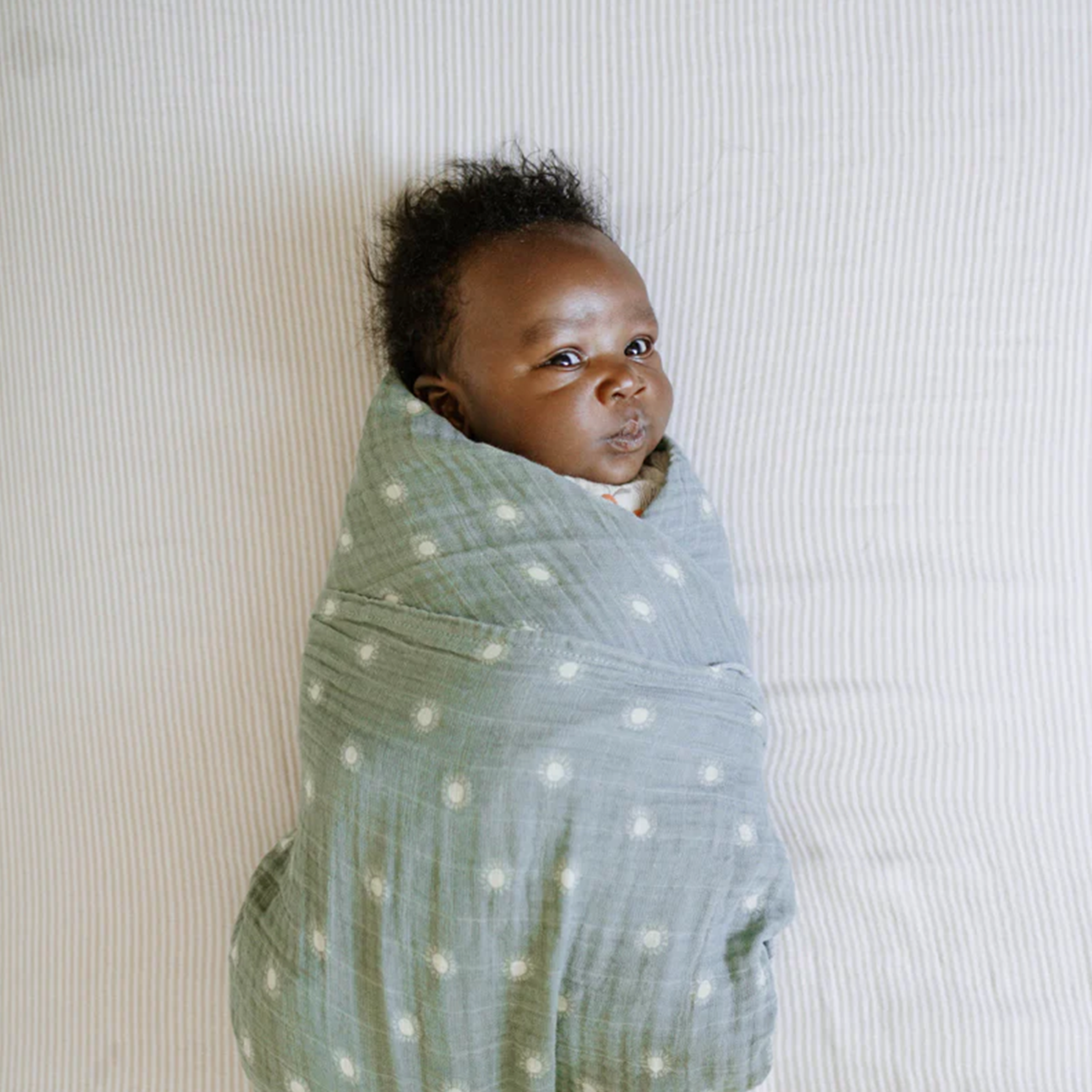 Organic Cotton Muslin Crib Sheet - Sand Stripe