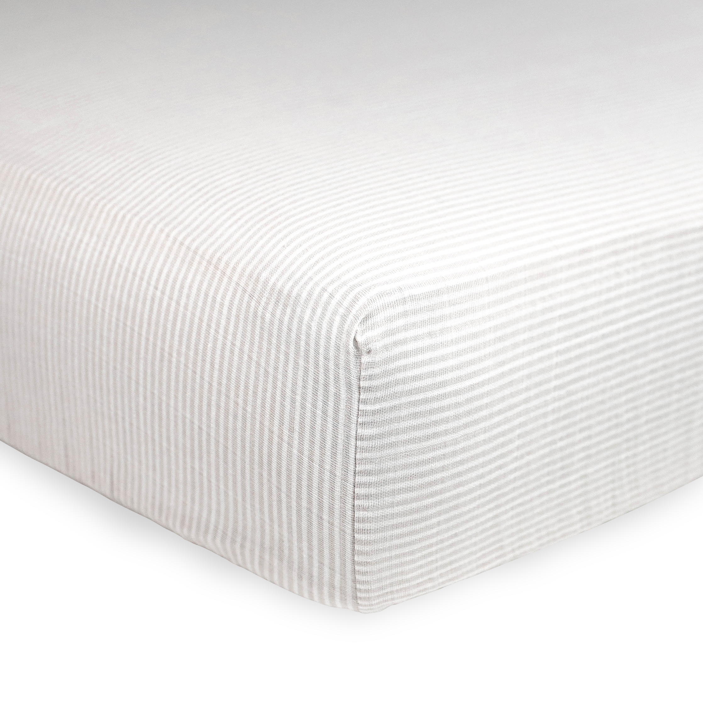 Organic Cotton Muslin Crib Sheet - Sand Stripe