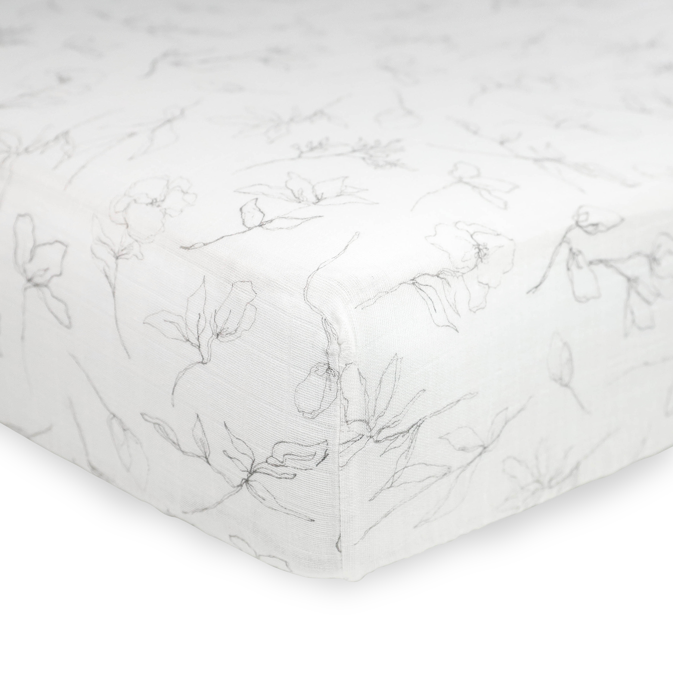 Organic Cotton Muslin Crib Sheet - Pencil Floral