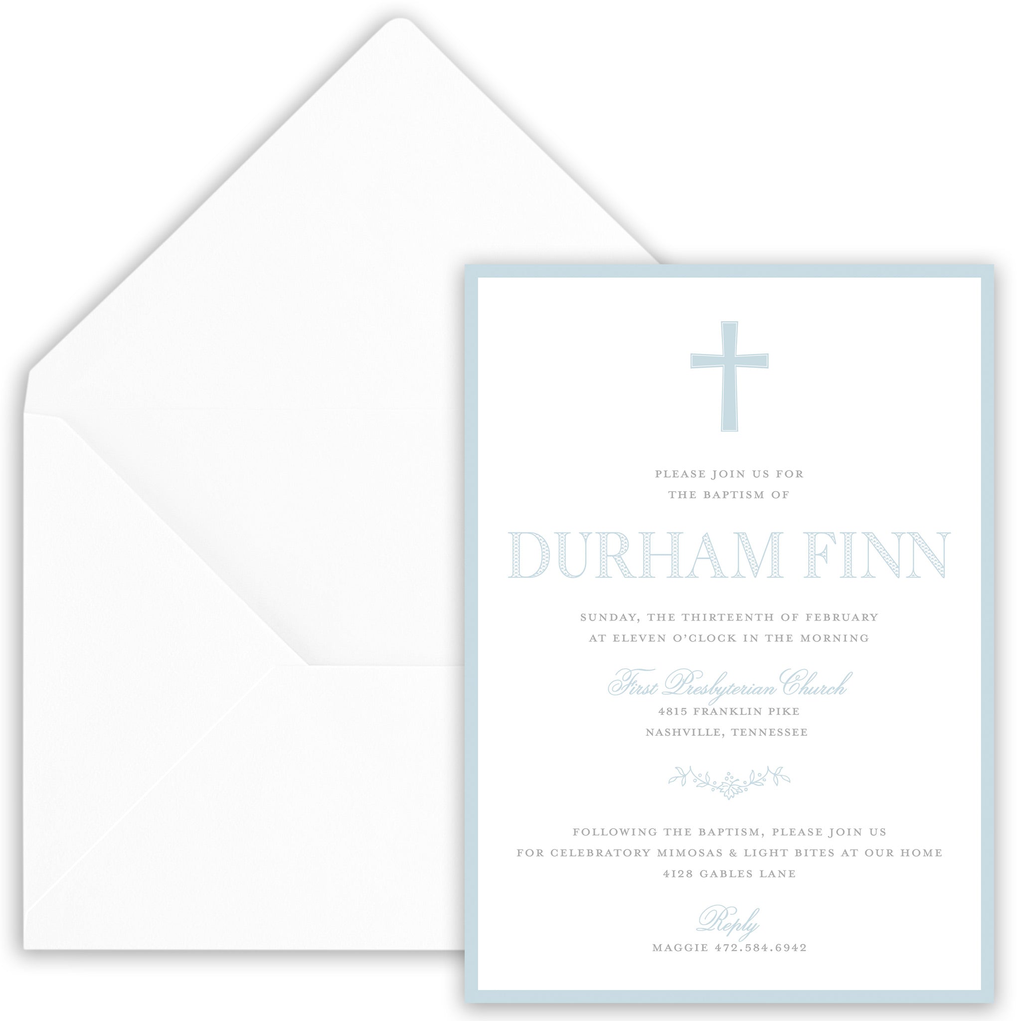 Blue Baptism Invitation