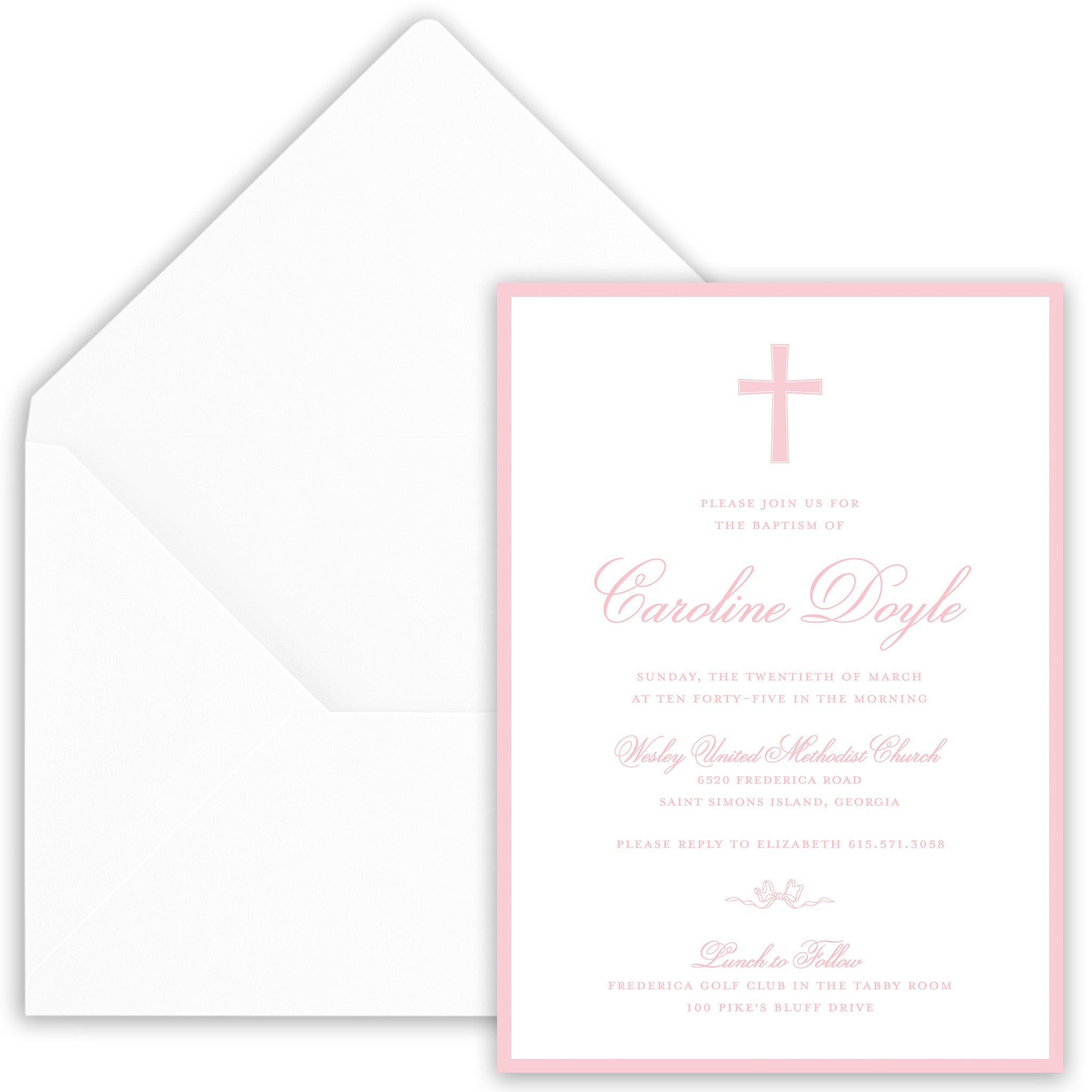 Pink Baptism Invitation