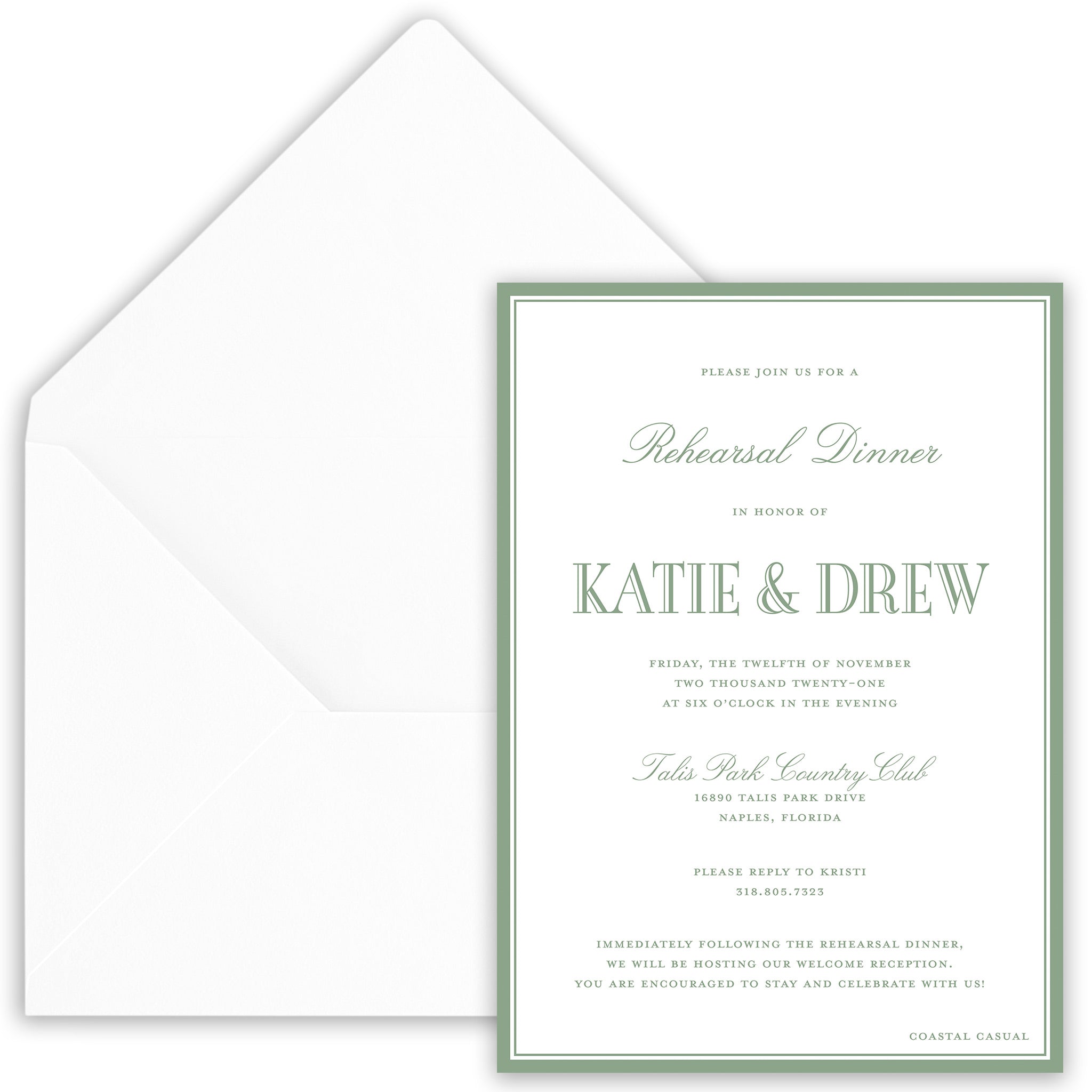 Sage Rehearsal Dinner Invitation