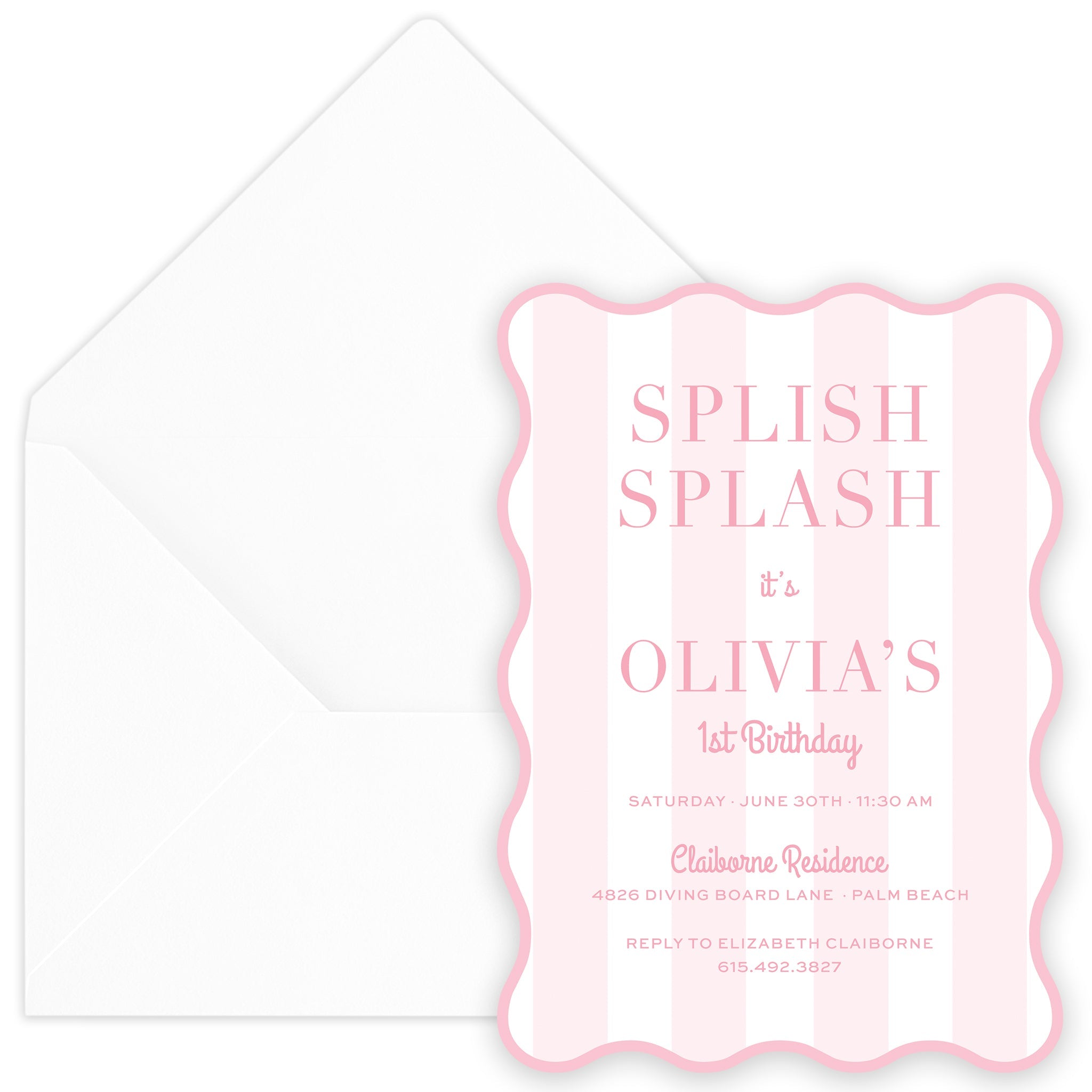 Pink Splish Splash Birthday Invitation