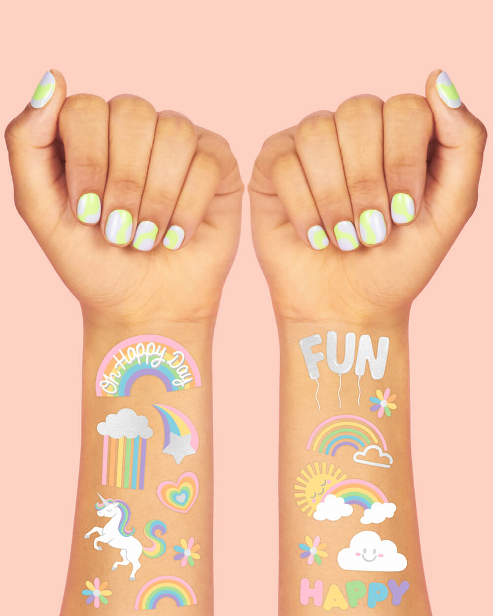 Rainbow 🌈 Tats - 46 Foil Temporary Tattoos