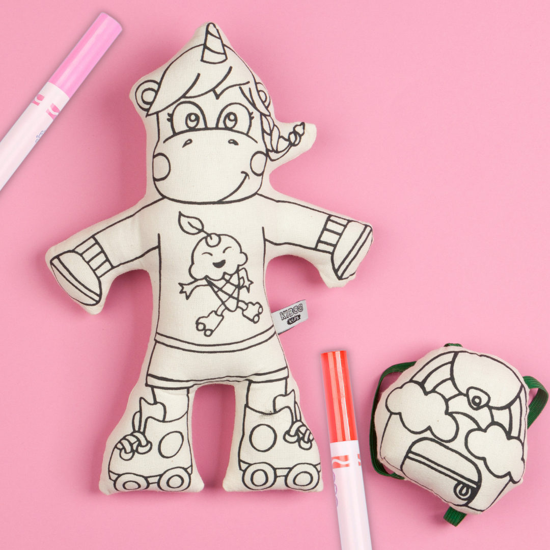 : Unicorn With Mini Rainbow Backpack - Colorable And Washable Doll For Creative Play
