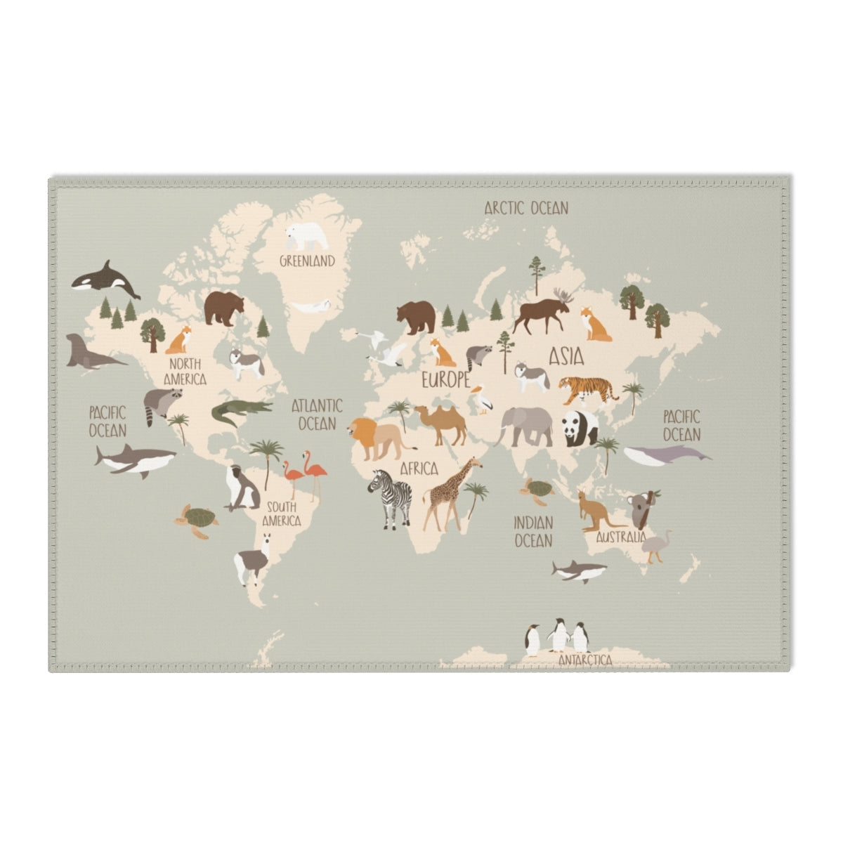 Baby Animals Abc Rug / World Map Area Rug