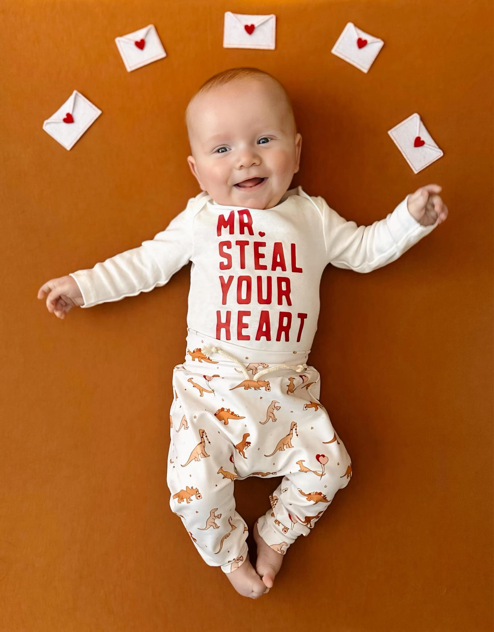 Valentines Day Mr. Steal Your Heart Dino Jogger Outfit