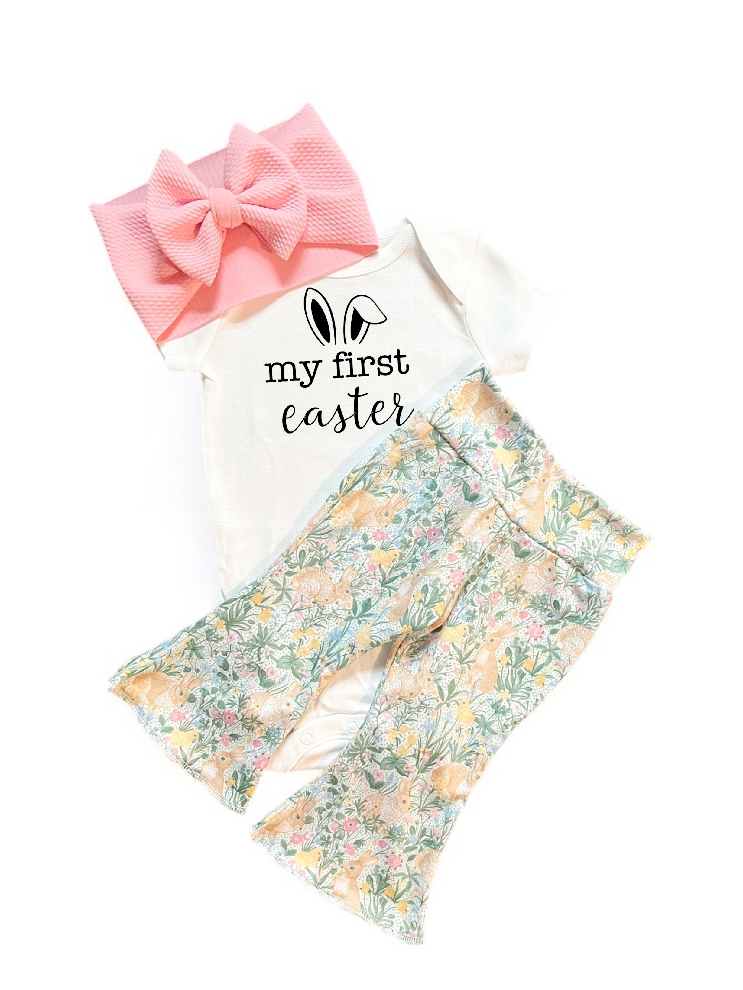 Spring Bunny Blooms Easter Baby Bell Bottoms