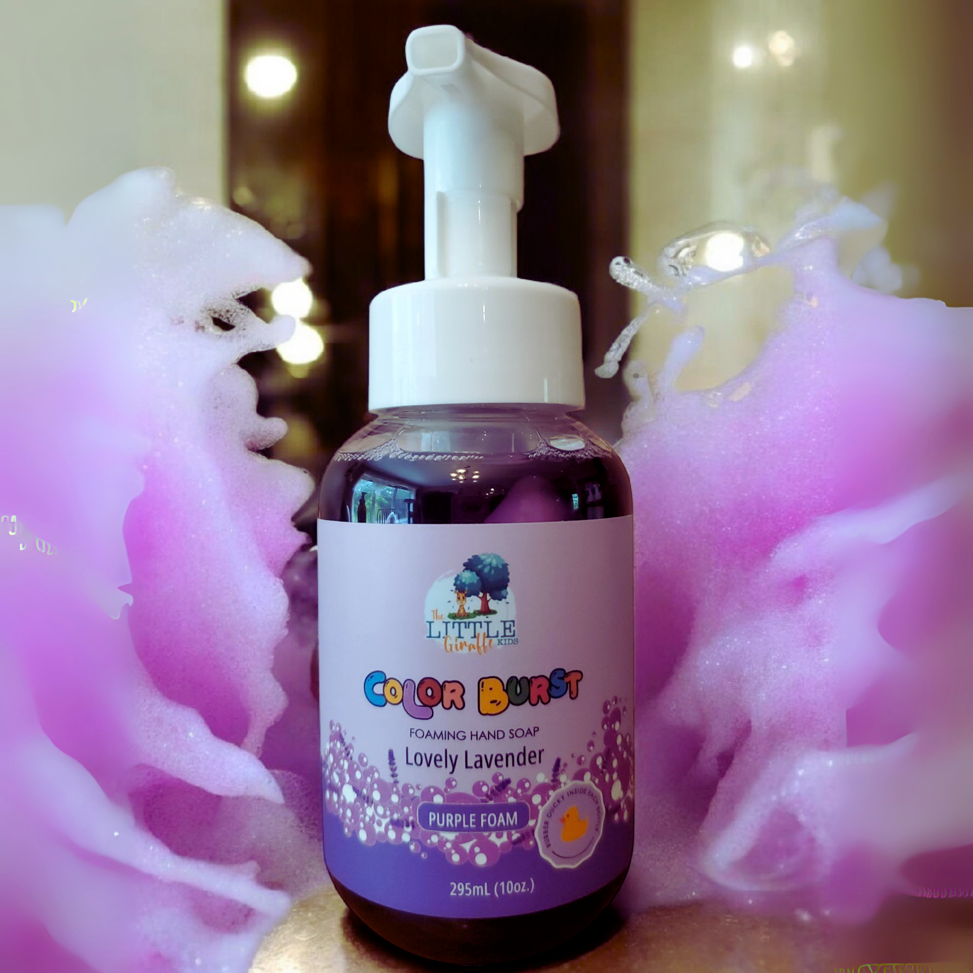 Non-toxic Colorful Foaming Hand Soap. Purple Foam Lavender Scented