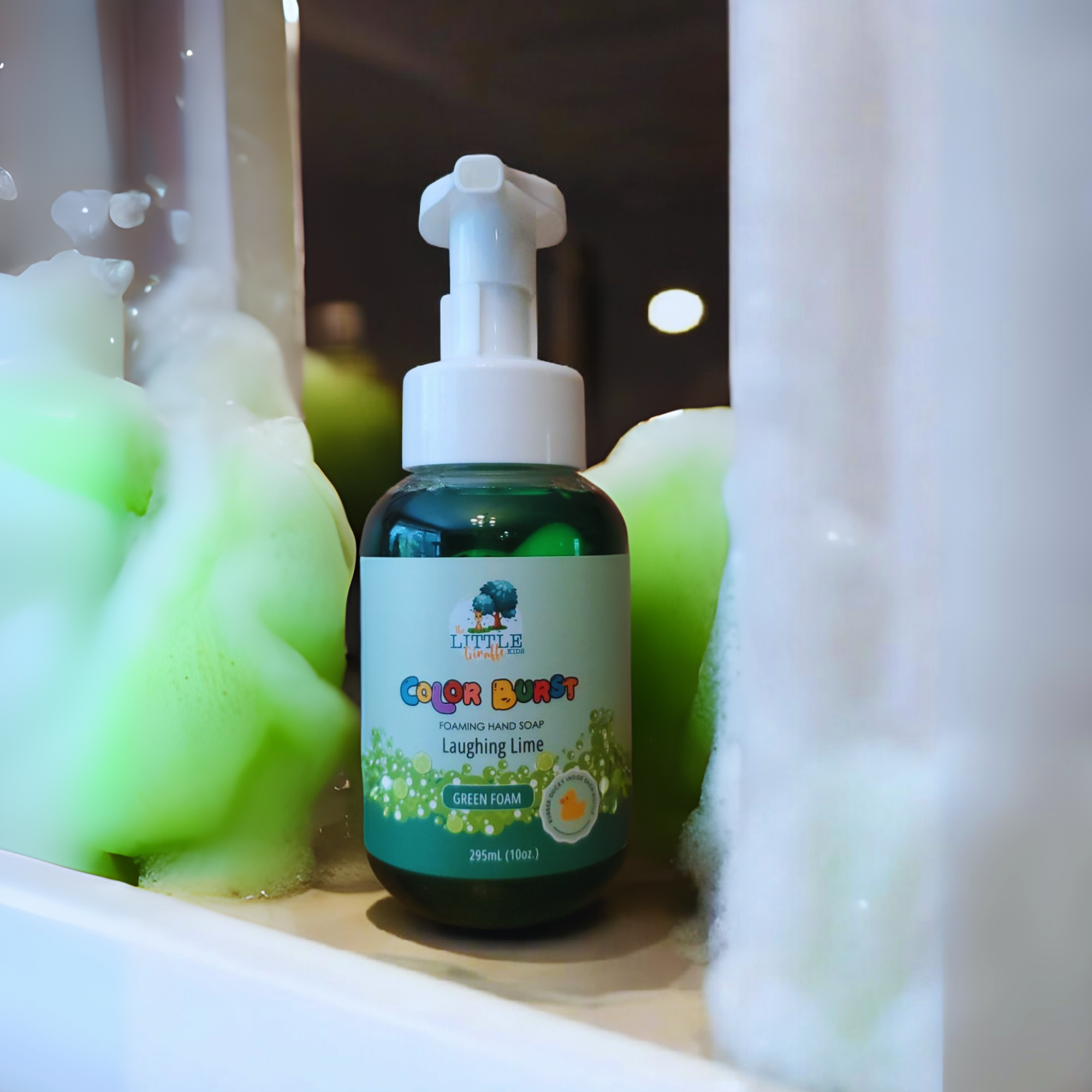 Non-toxic Colorful Foaming Hand Soap For Kids. Green Foam. Lime Scented