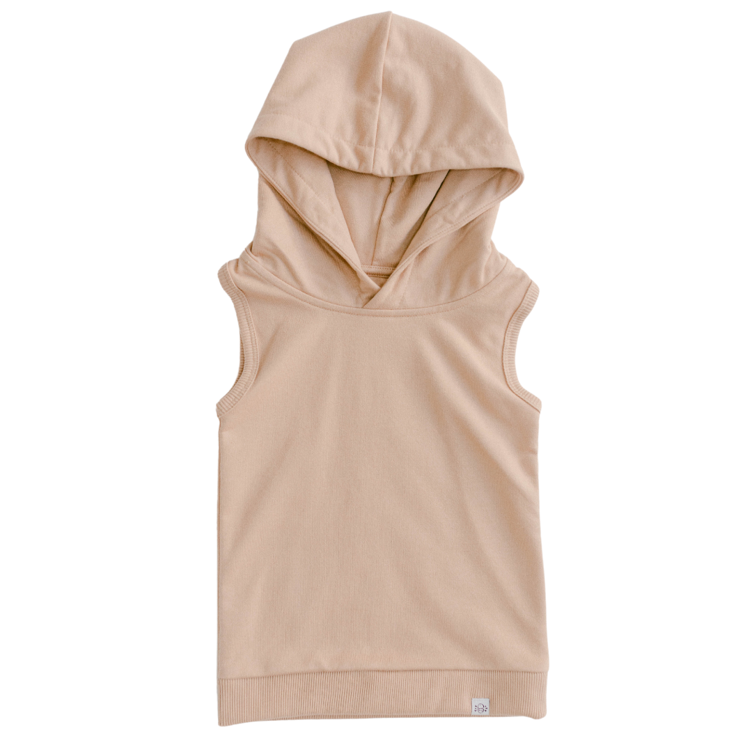 Sleeveless Hoodie In Beige