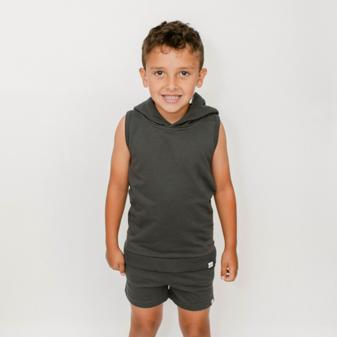 Sleeveless Hoodie In Dark Gray