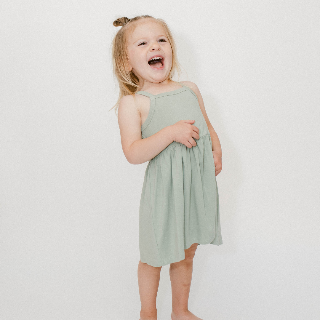 The Willow Strappy Dress In Sage