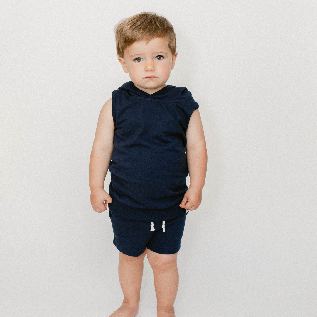 Sleeveless Hoodie In Navy